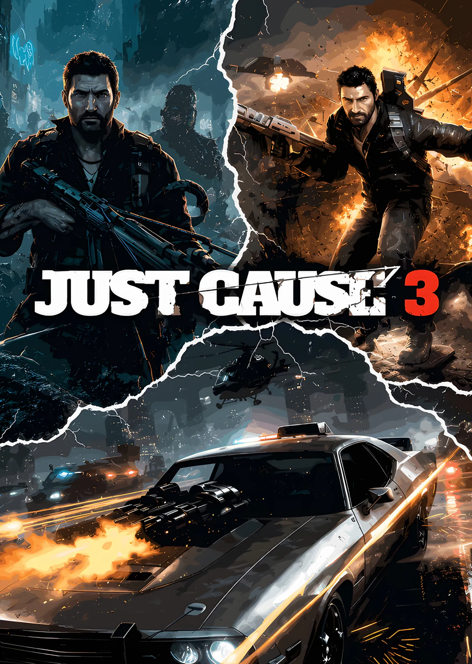 Just Cause 3: Çatlaktan Bölünmüş Aksiyon metal tablo
