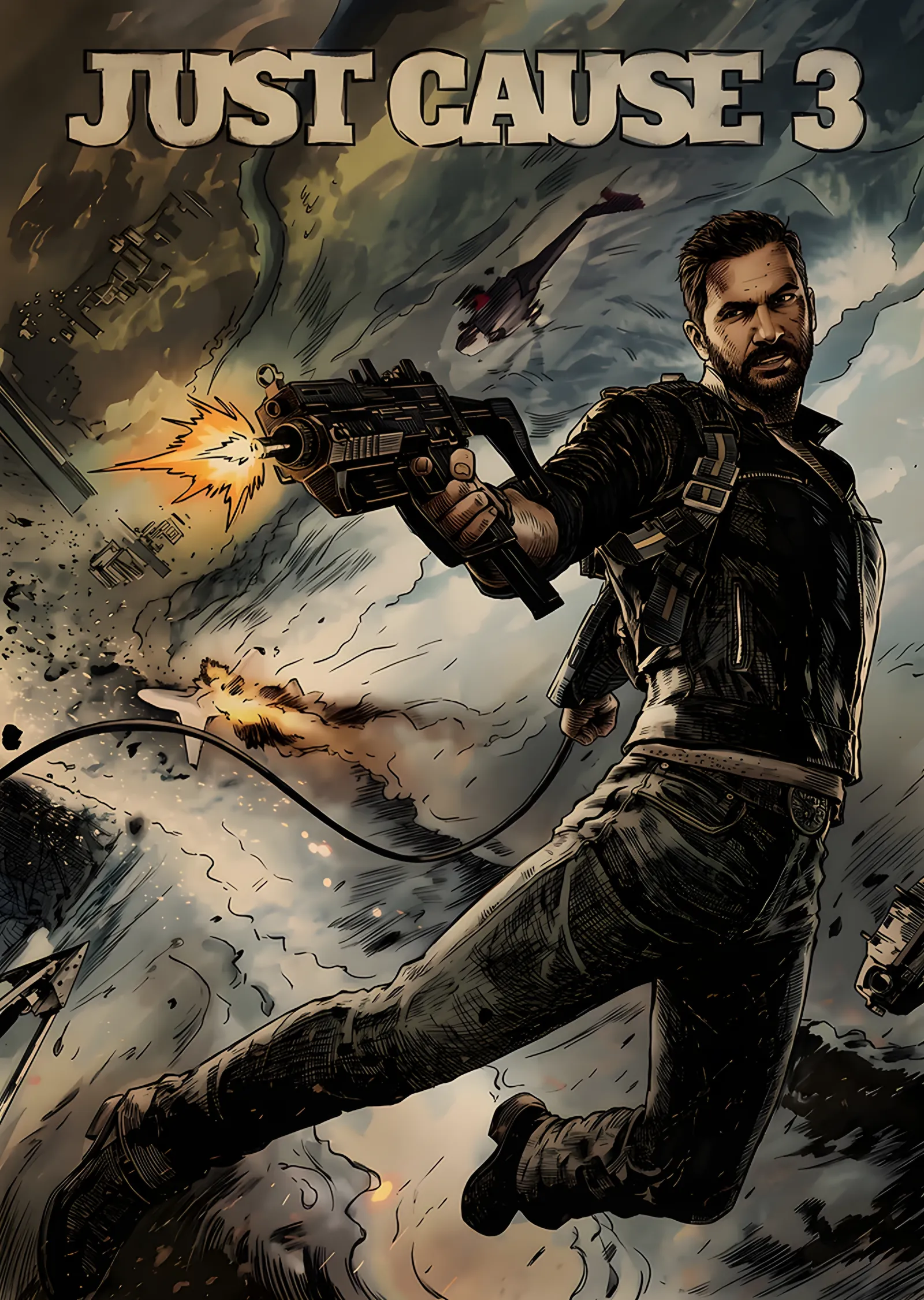 Just Cause 3: Halatla Sallanan Rico metal tablo