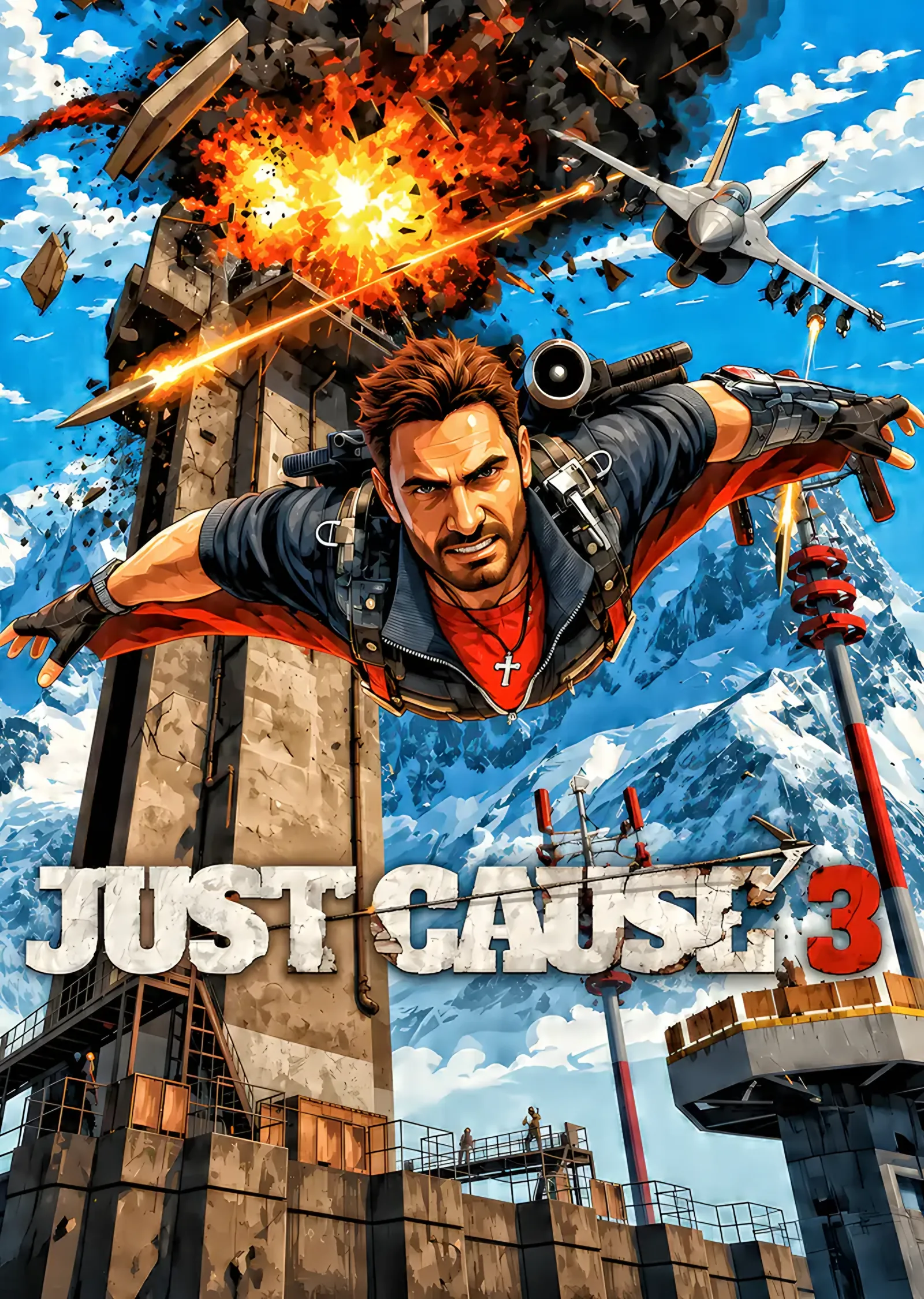 Just Cause 3: Kuleden Atlayan Rico metal tablo