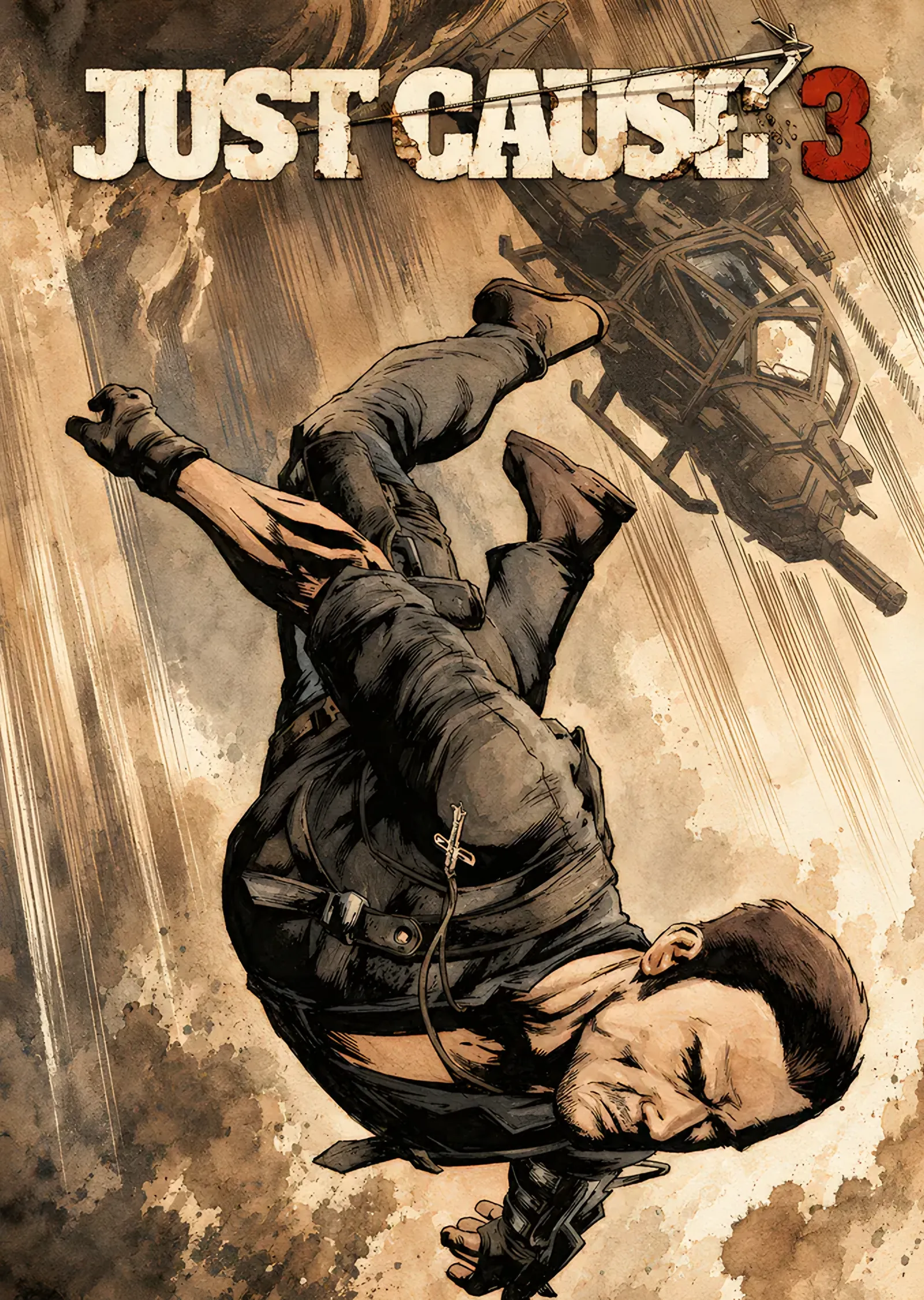 Just Cause 3: Kum Rengi Zeminde Havada Rico metal tablo