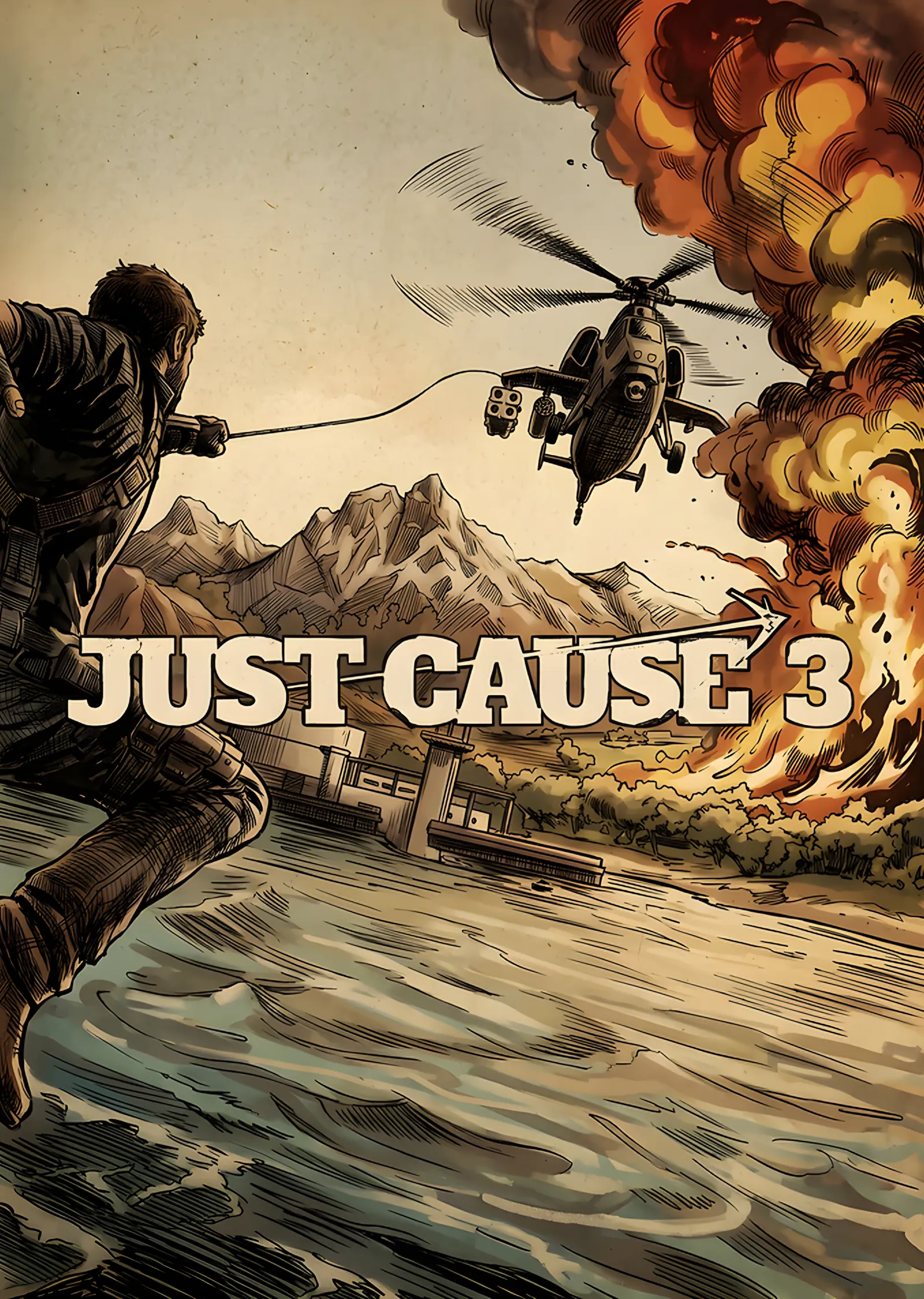 Just Cause 3: Patlamanın Önünde Helikopter metal tablo