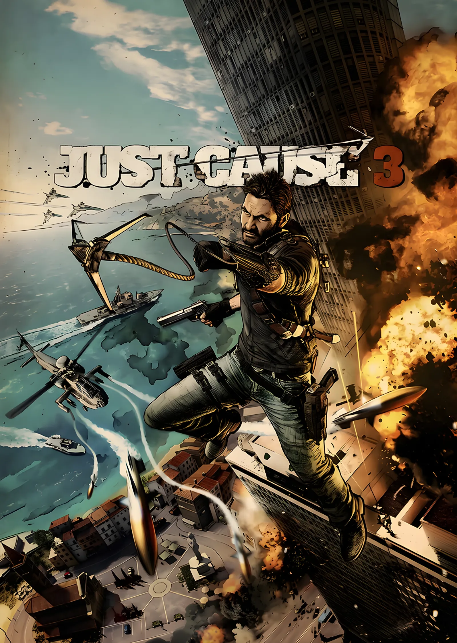 Just Cause 3: Yıkılan Kulede Kanca Atlayışı metal tablo