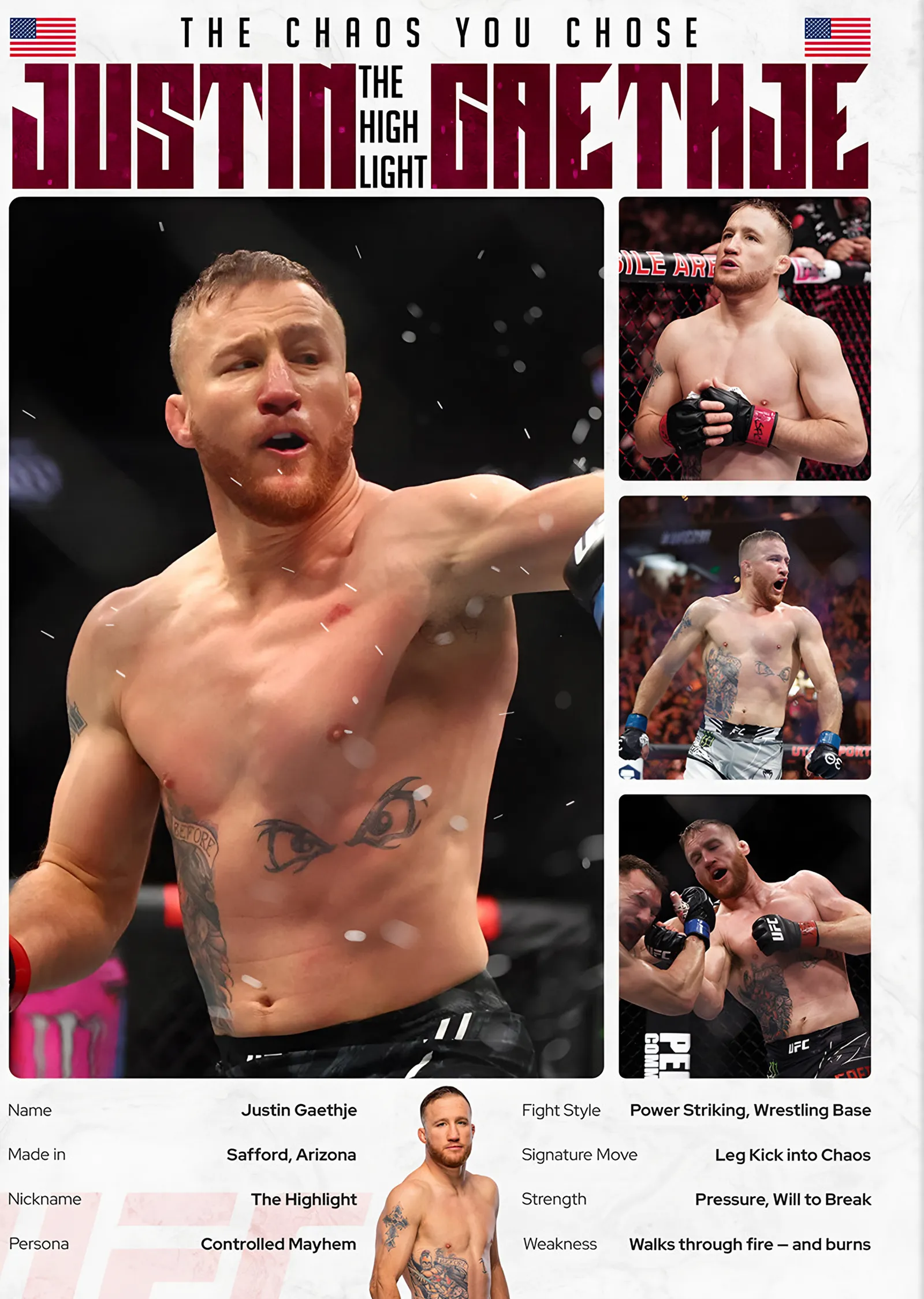 Justin Gaethje The Highlight metal tablo