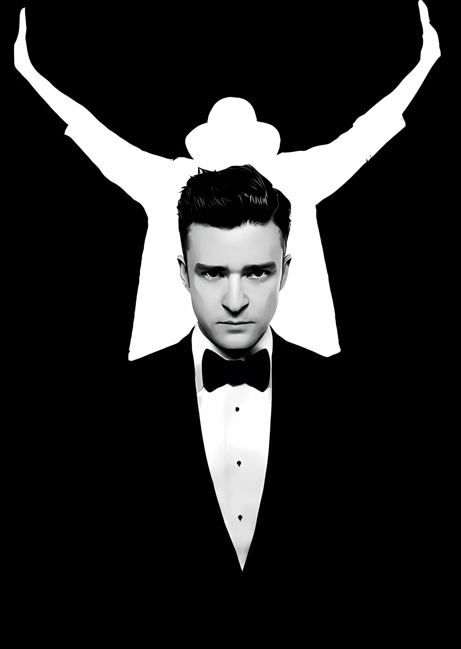 Justin Timberlake - Beyaz Silüet metal tablo