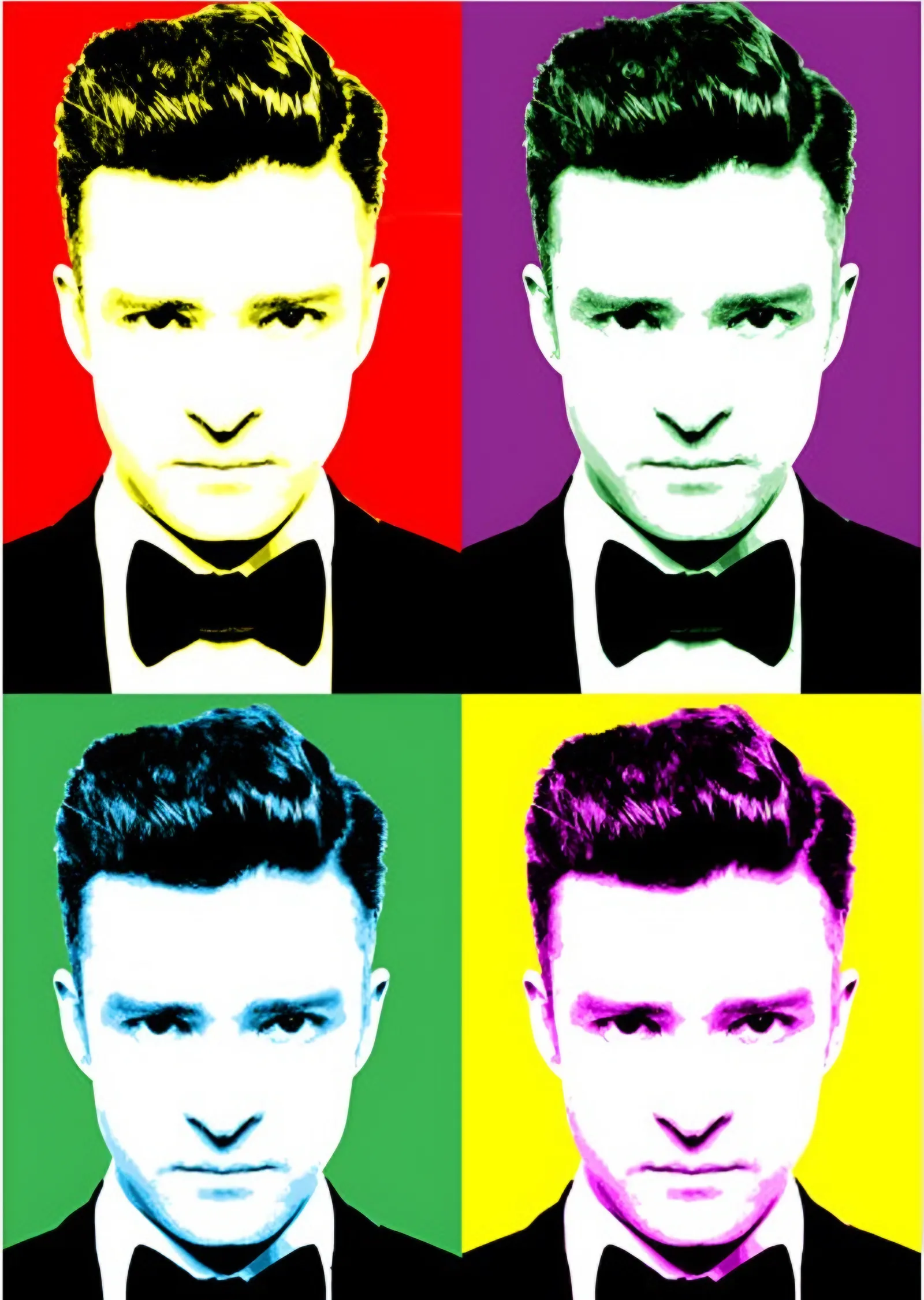 Justin Timberlake - Dörtlü Pop Art metal tablo