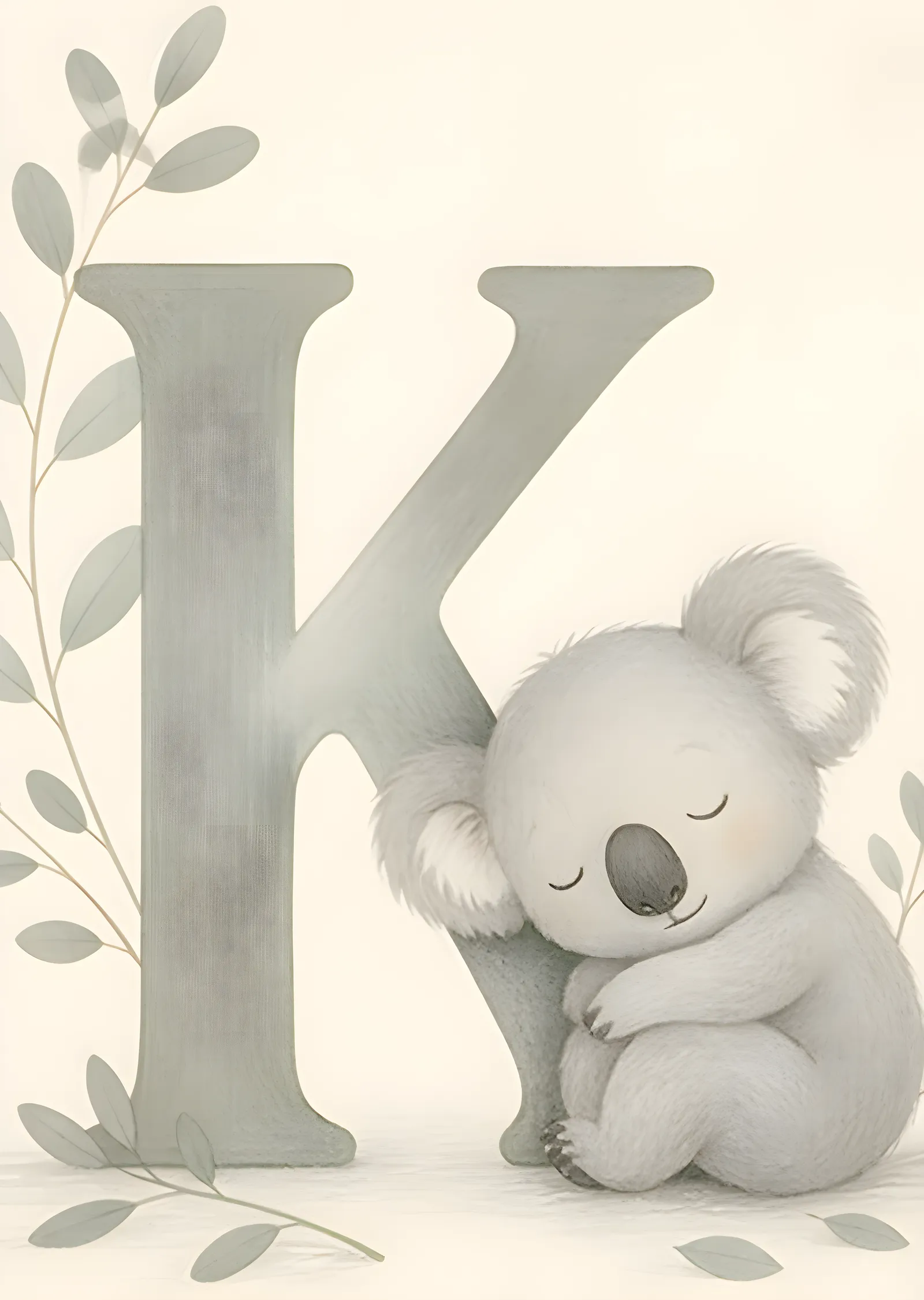 K Harfi ve Koala Yavrusu metal tablo