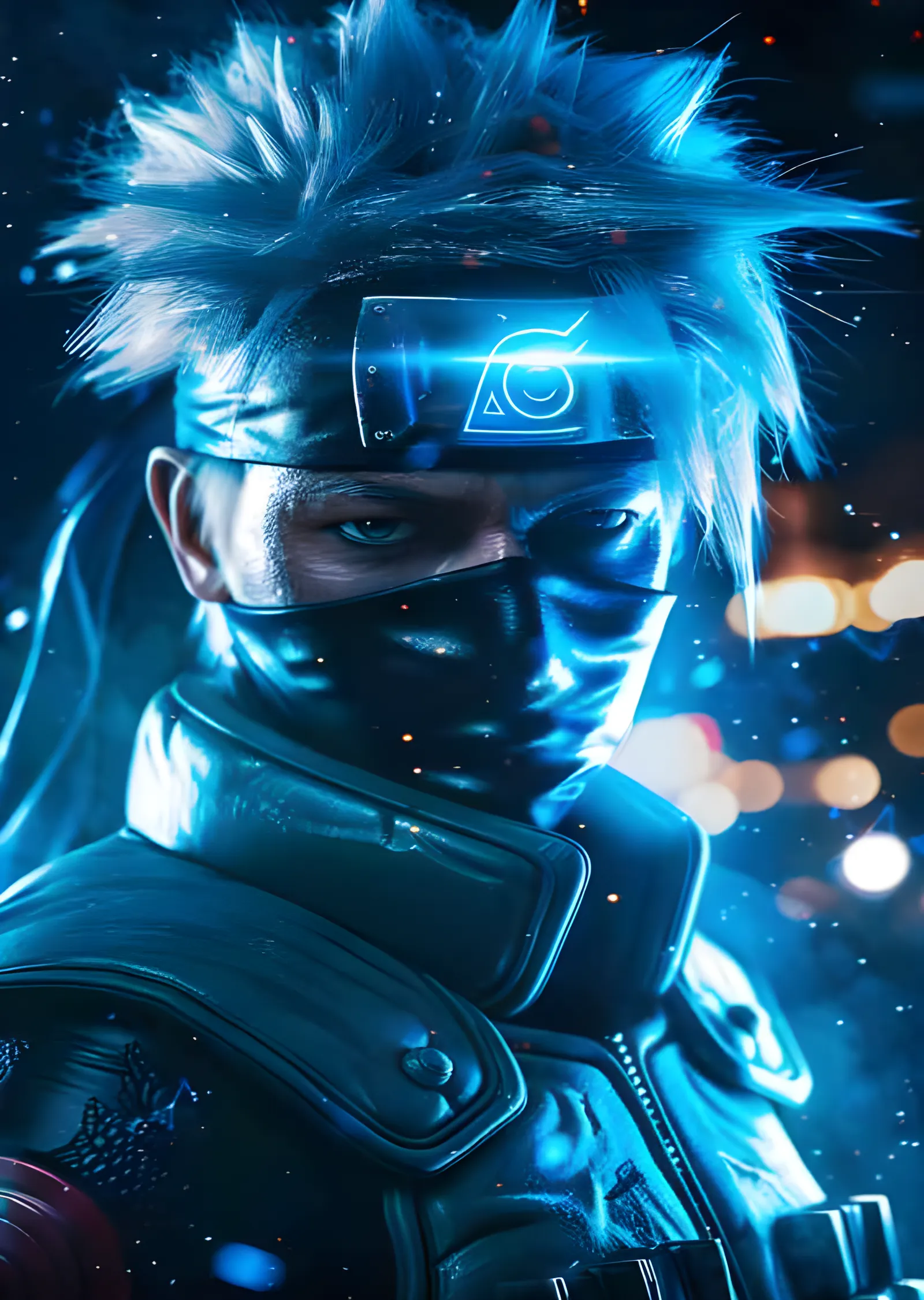 Kakashi Hatake - Mavi Neon Gece Devriyesi metal tablo