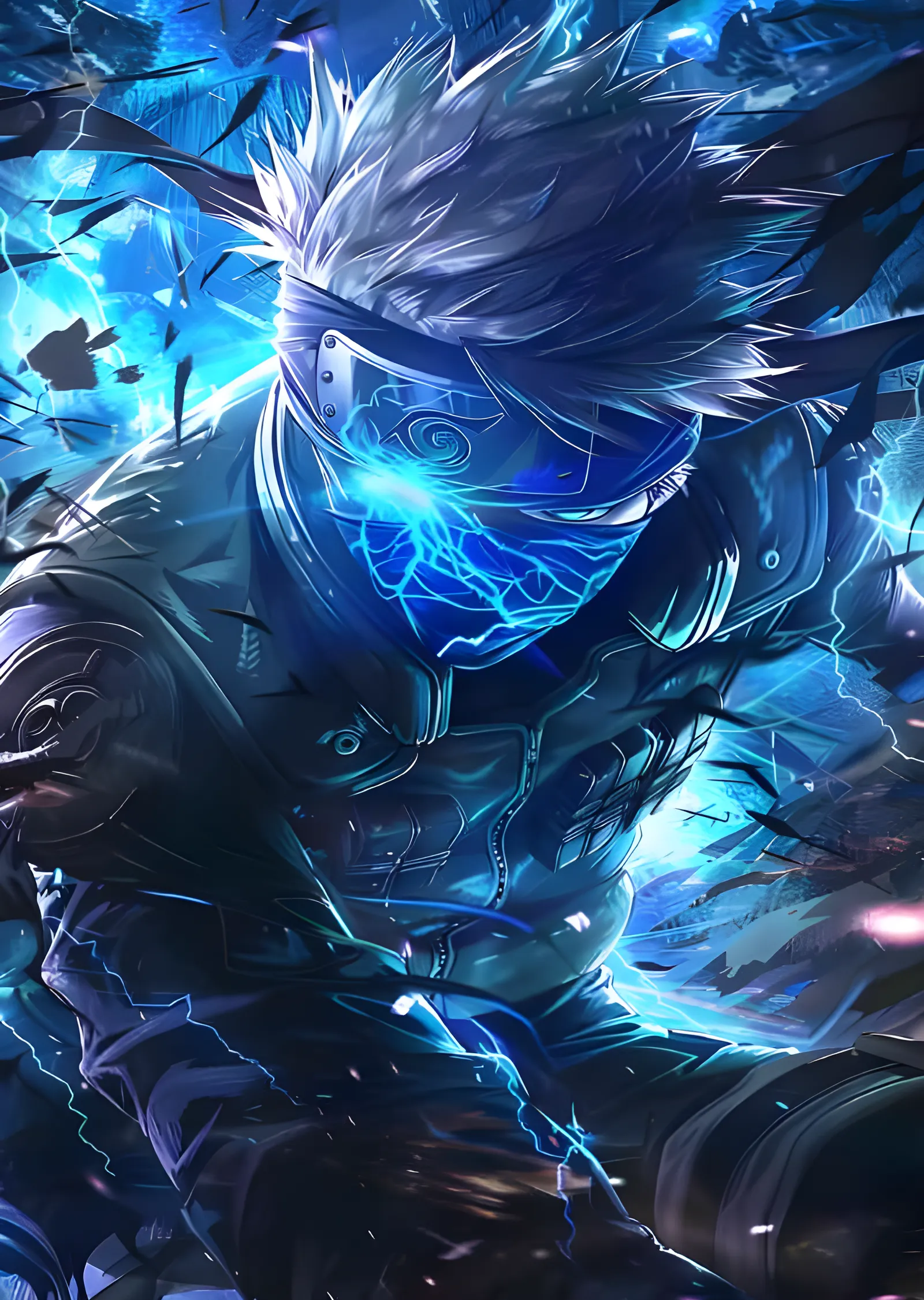 Kakashi Hatake - Siyah Bant ve Chidori Şimşeği metal tablo