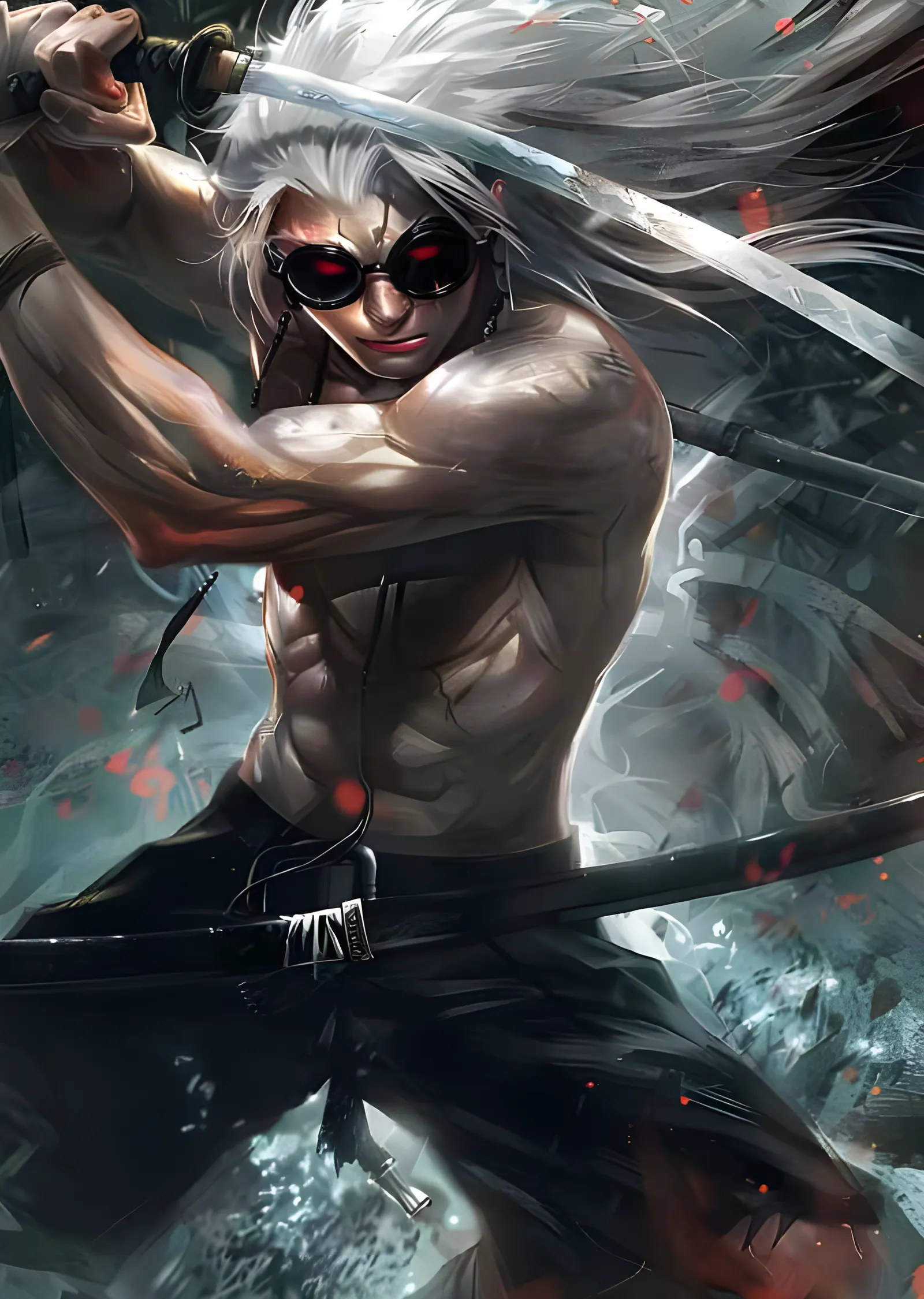 Kamigari Eebiko - Katana Savuran Yuvarlak Gözlük metal tablo