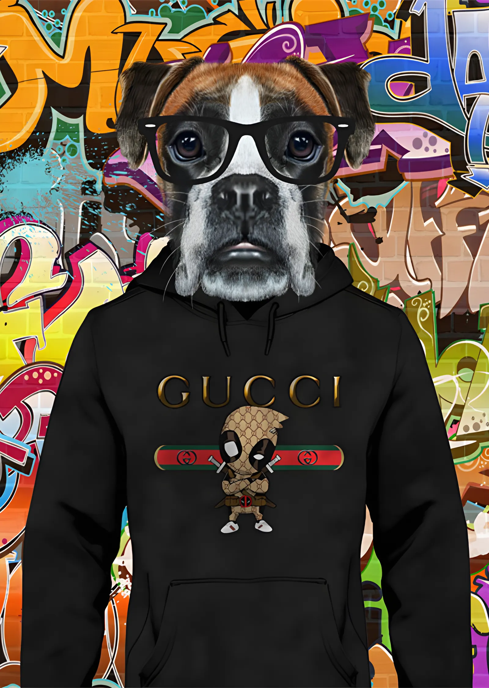 Kapüşonlu Boxer - Grafitili Duvar metal tablo