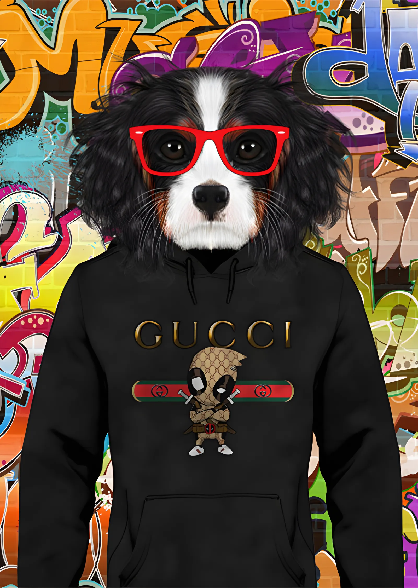 Kapüşonlu Cavalier Spaniel - Kırmızı Gözlük metal tablo