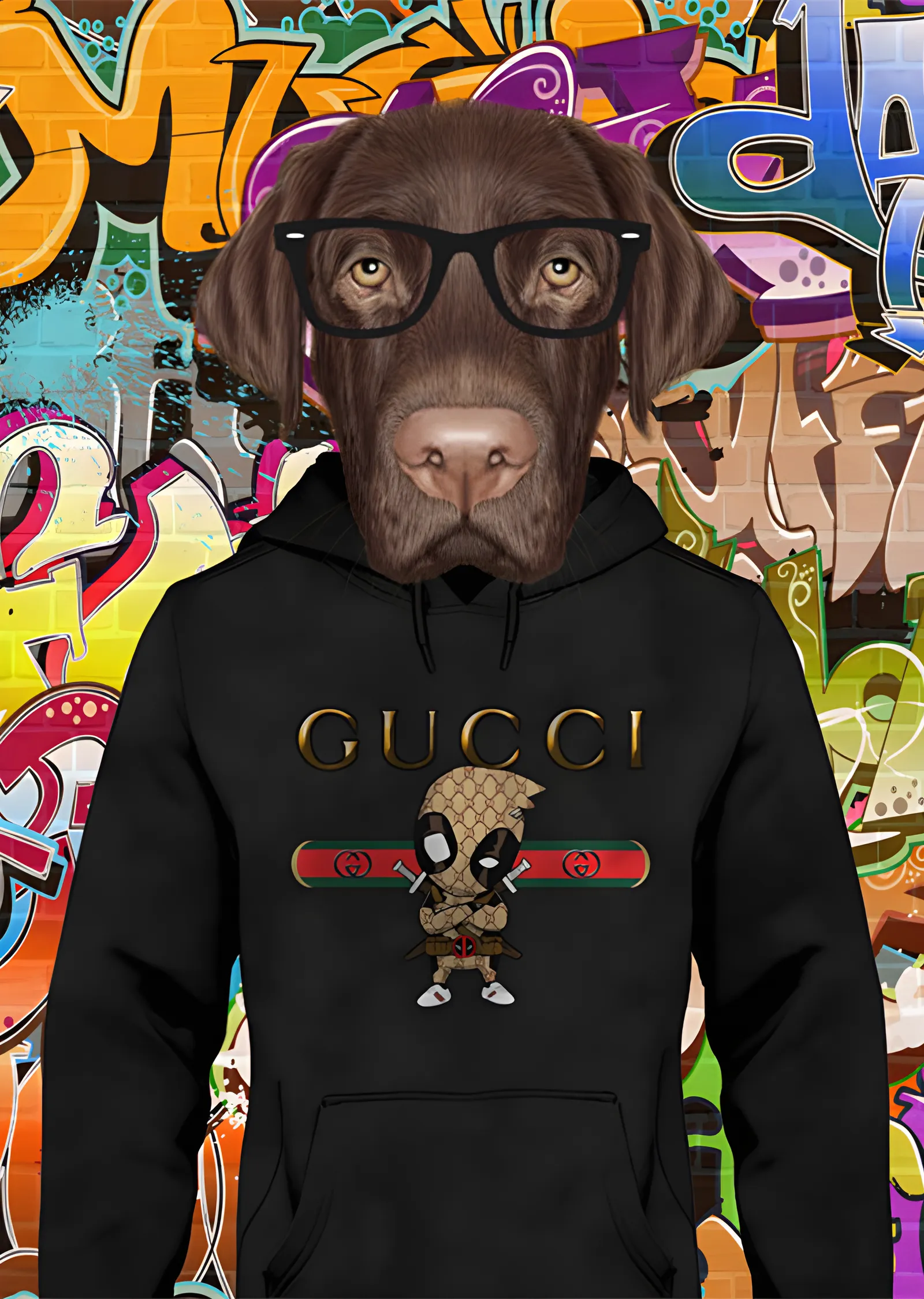 Kapüşonlu Labrador - Grafitili Duvar metal tablo