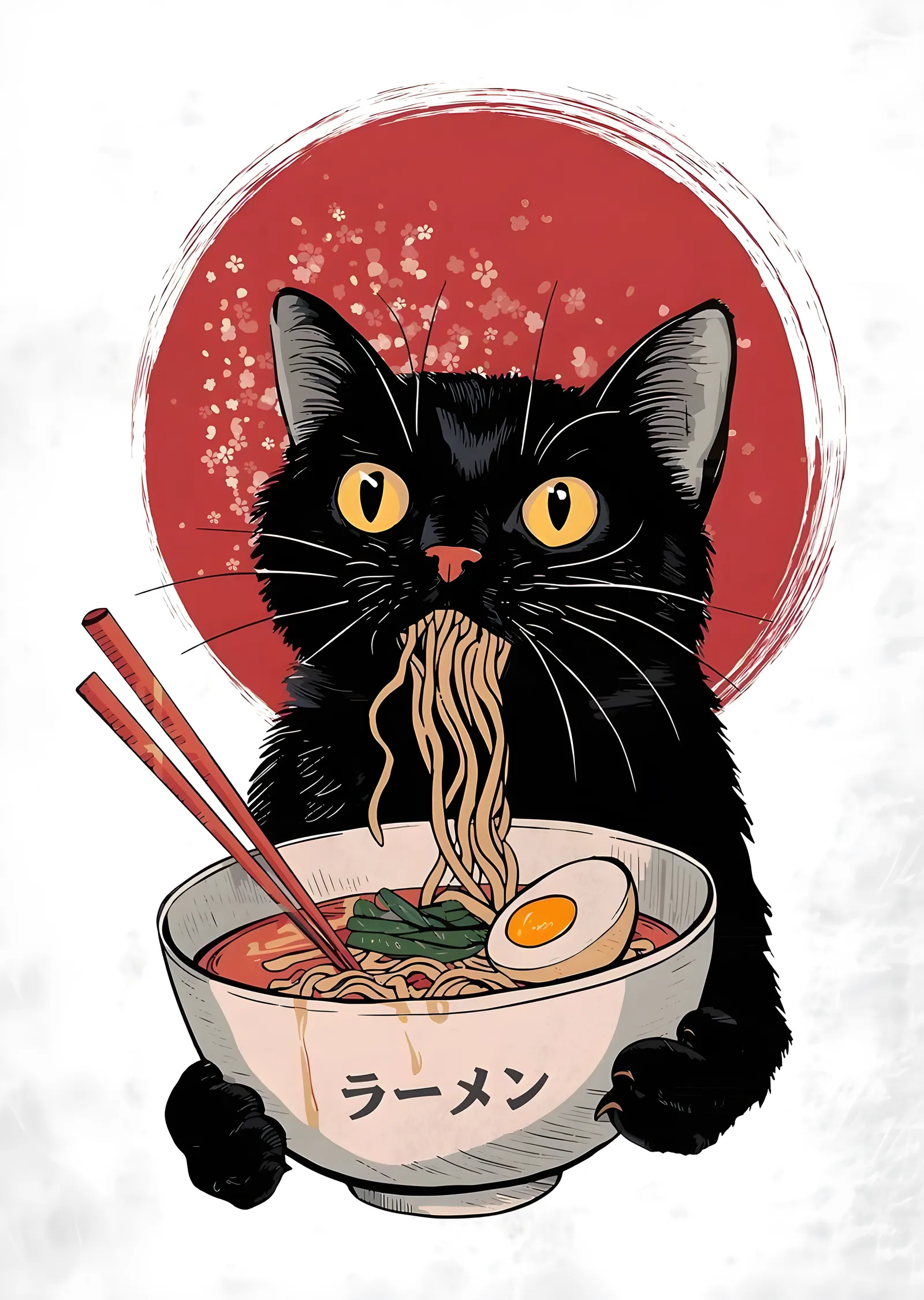 Kara Kedi ve Ramen metal tablo