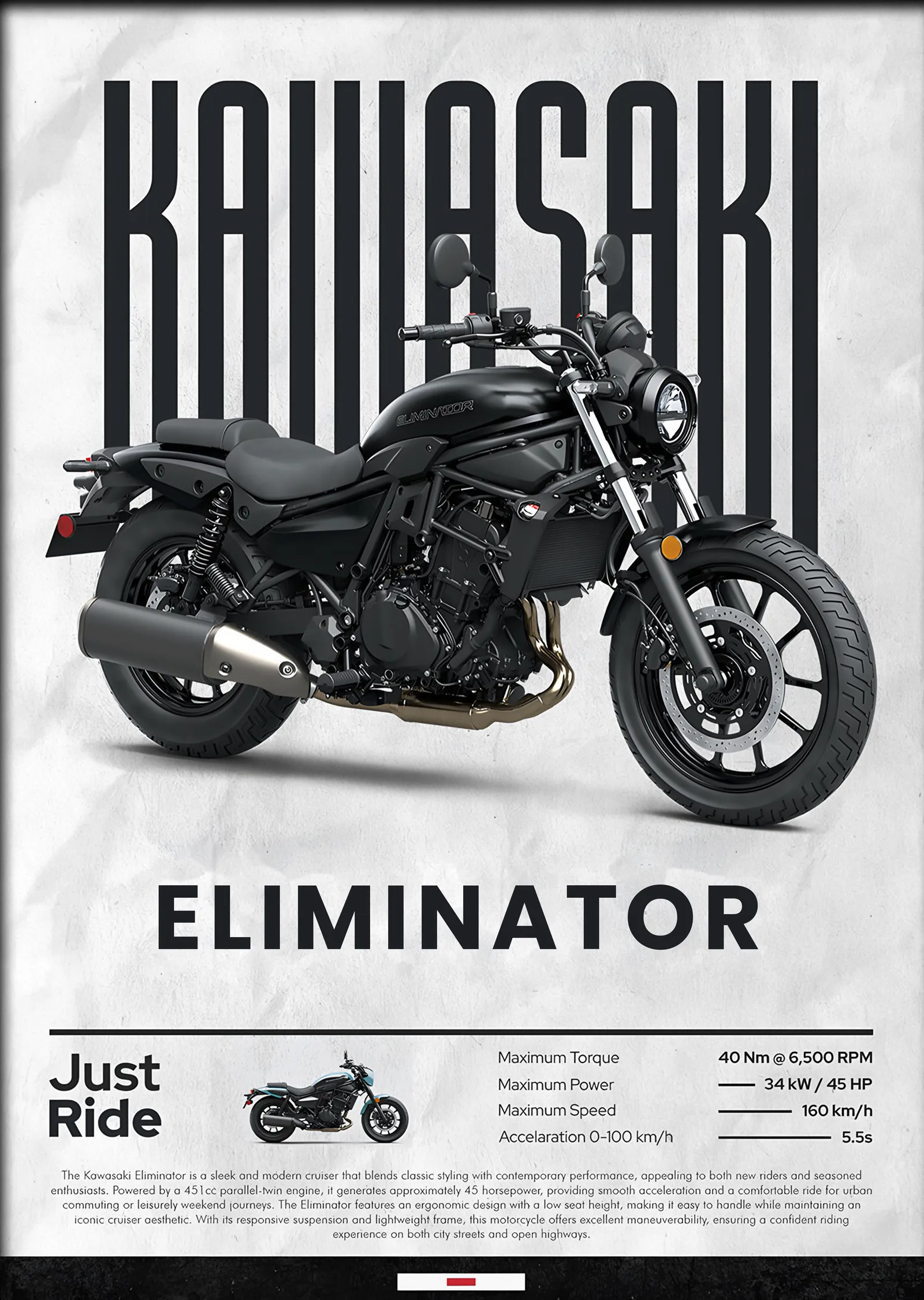 Kawasaki Eliminator metal tablo