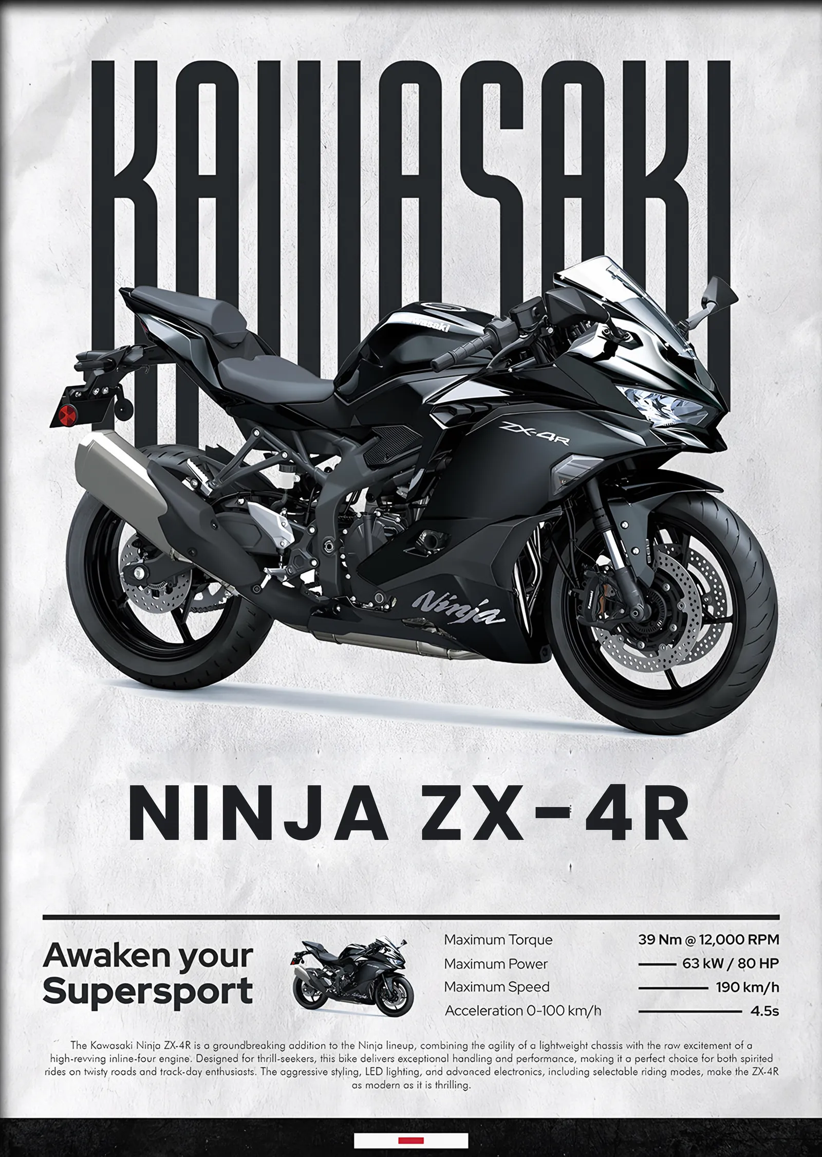 Kawasaki Ninja ZX-4R metal tablo