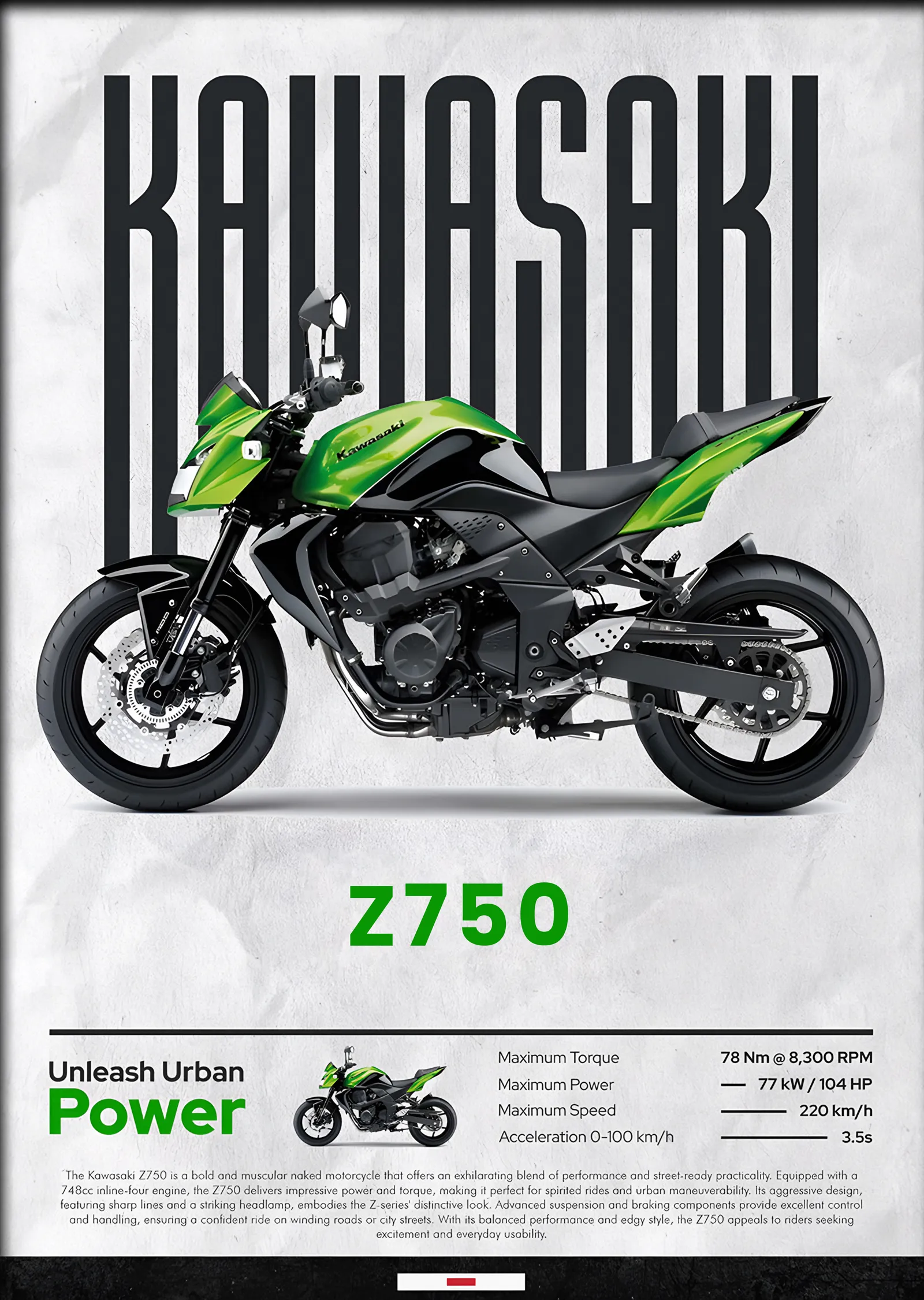 Kawasaki Z750 metal tablo