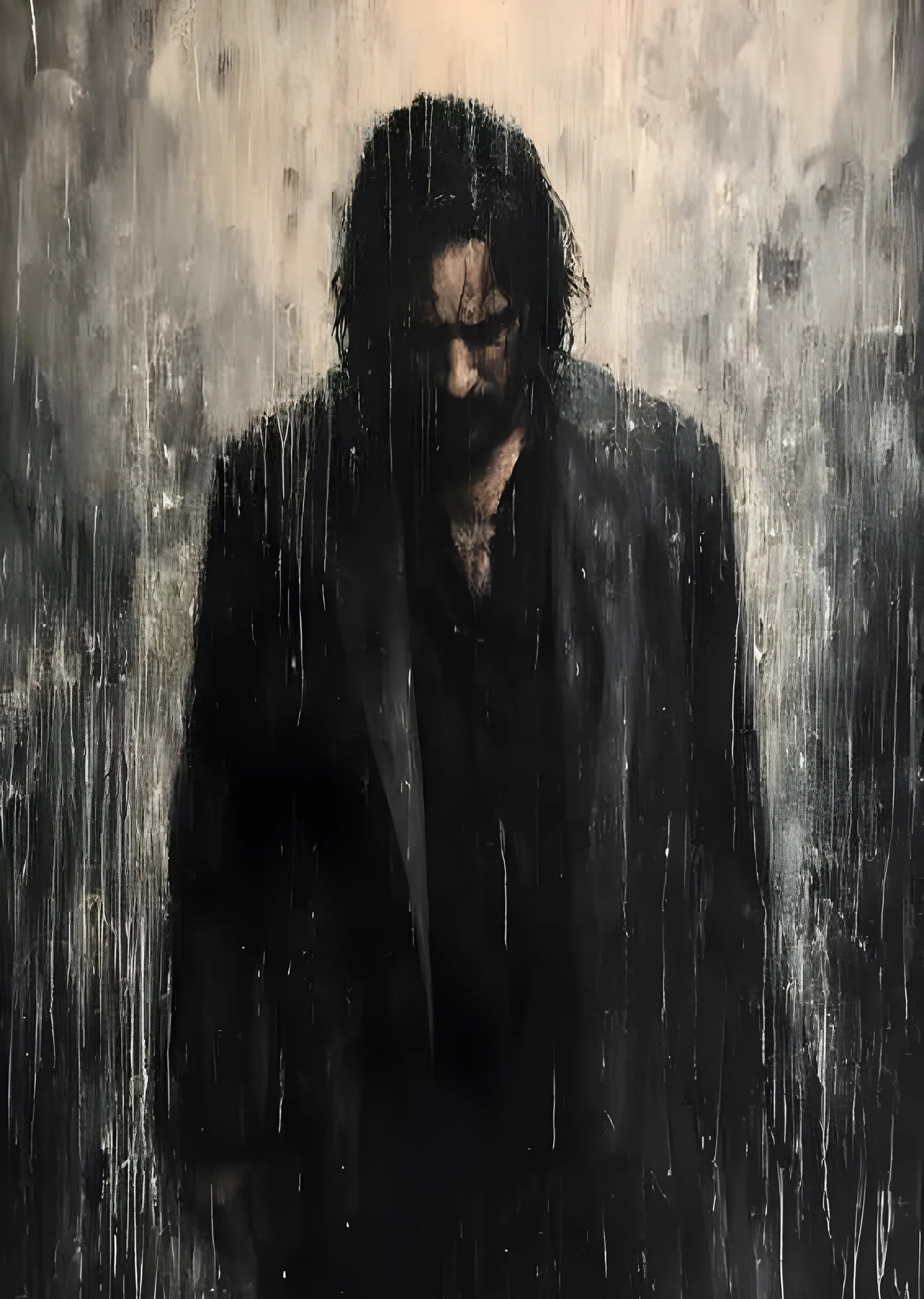 Keanu Reeves - Yağmurda Spatula Silüeti metal tablo