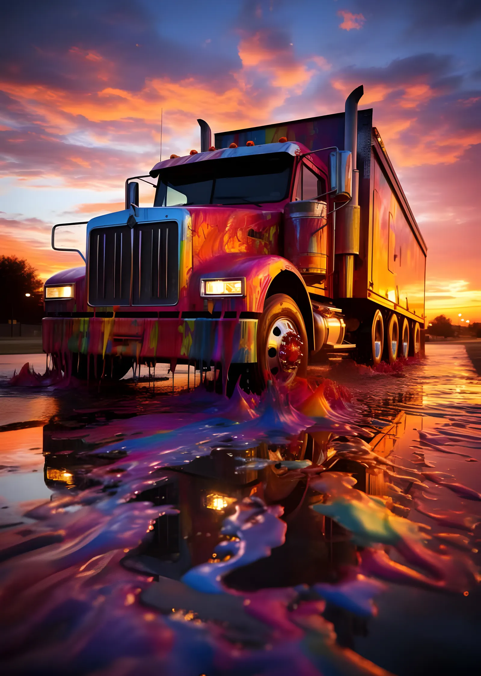 Keep on Trucking - Renk Akıtan Tır metal tablo