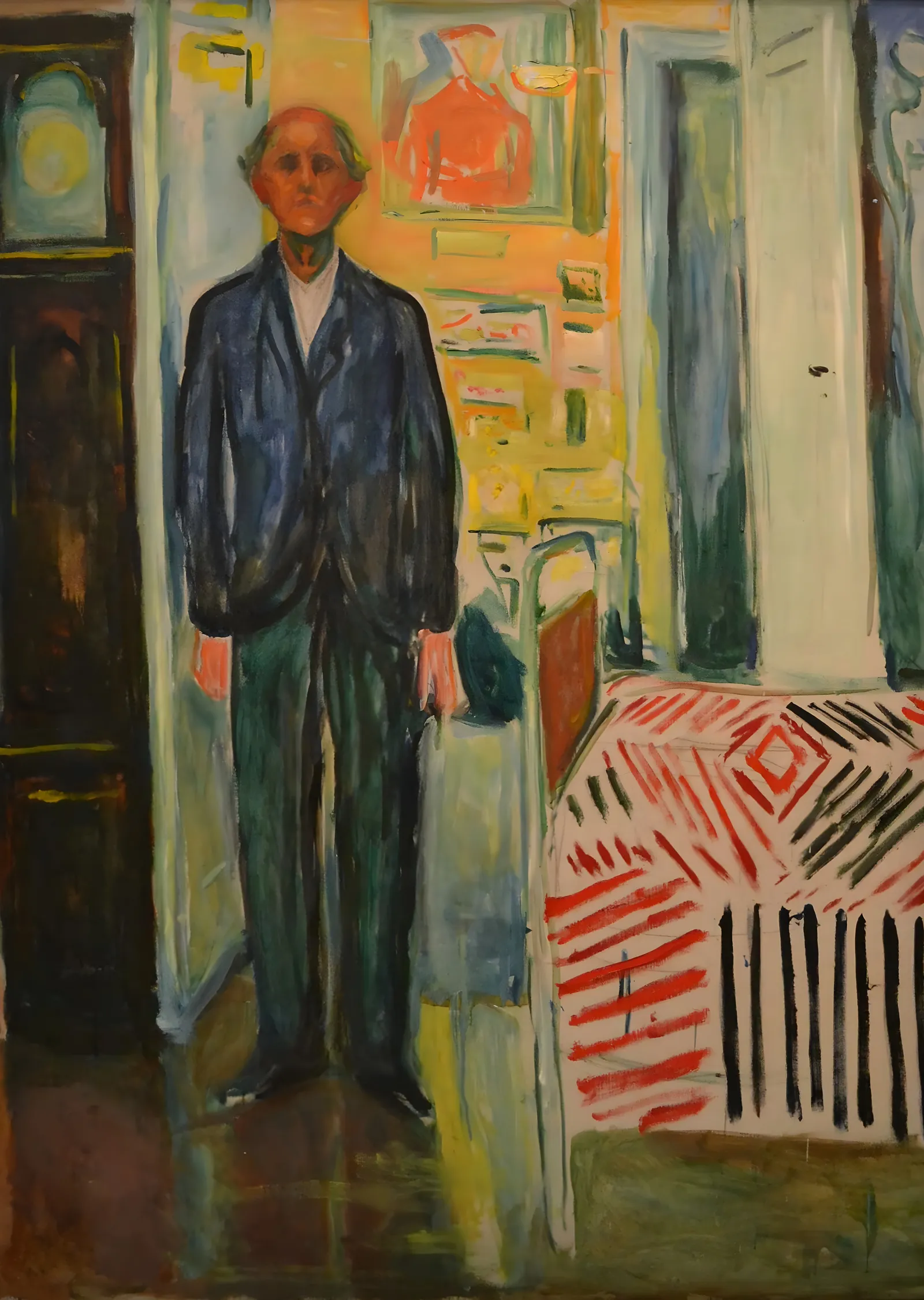 Otoportre, Saat ve Yatak Arasında - Munch metal tablo