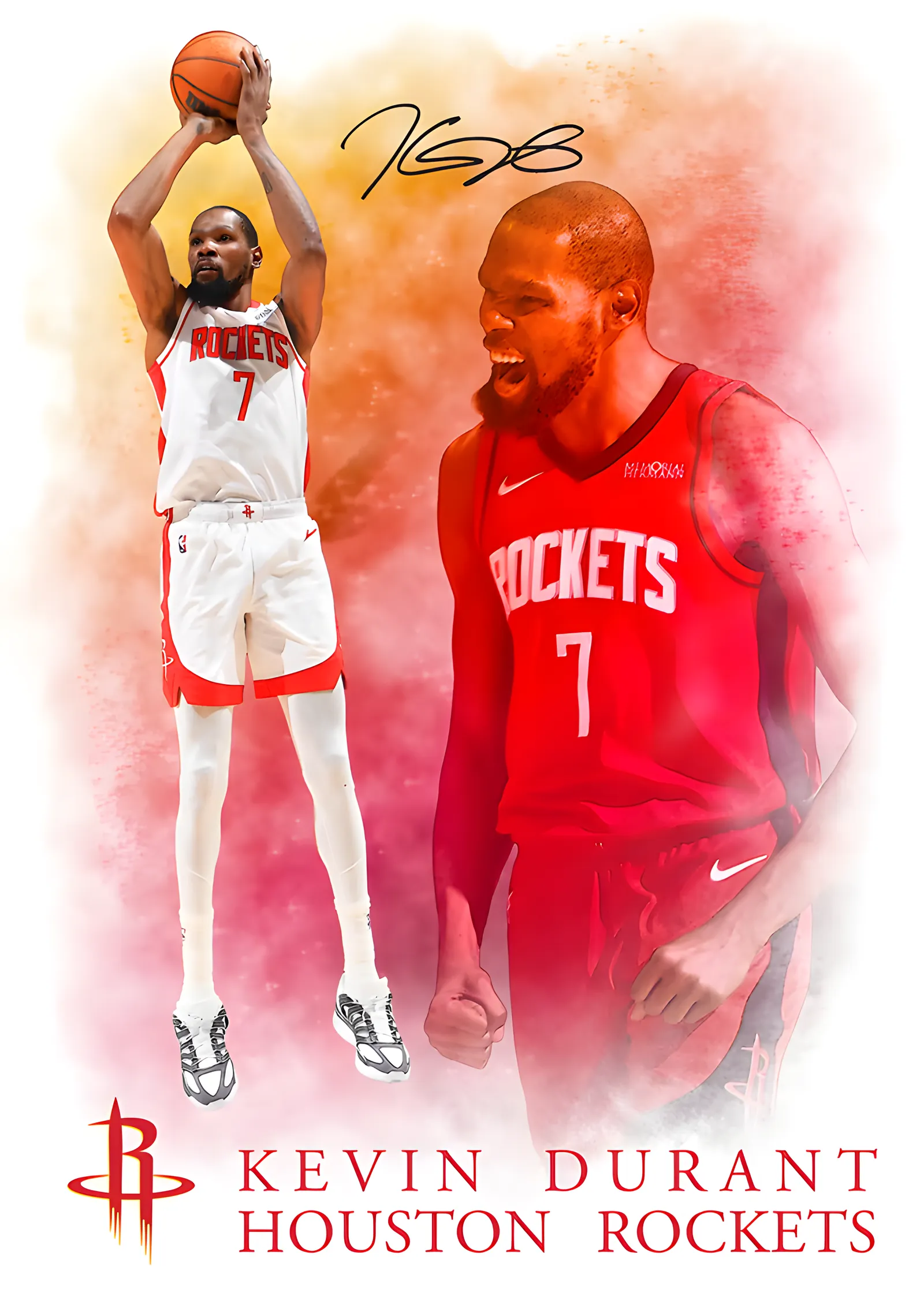 Kevin Durant - Houston Rockets metal tablo