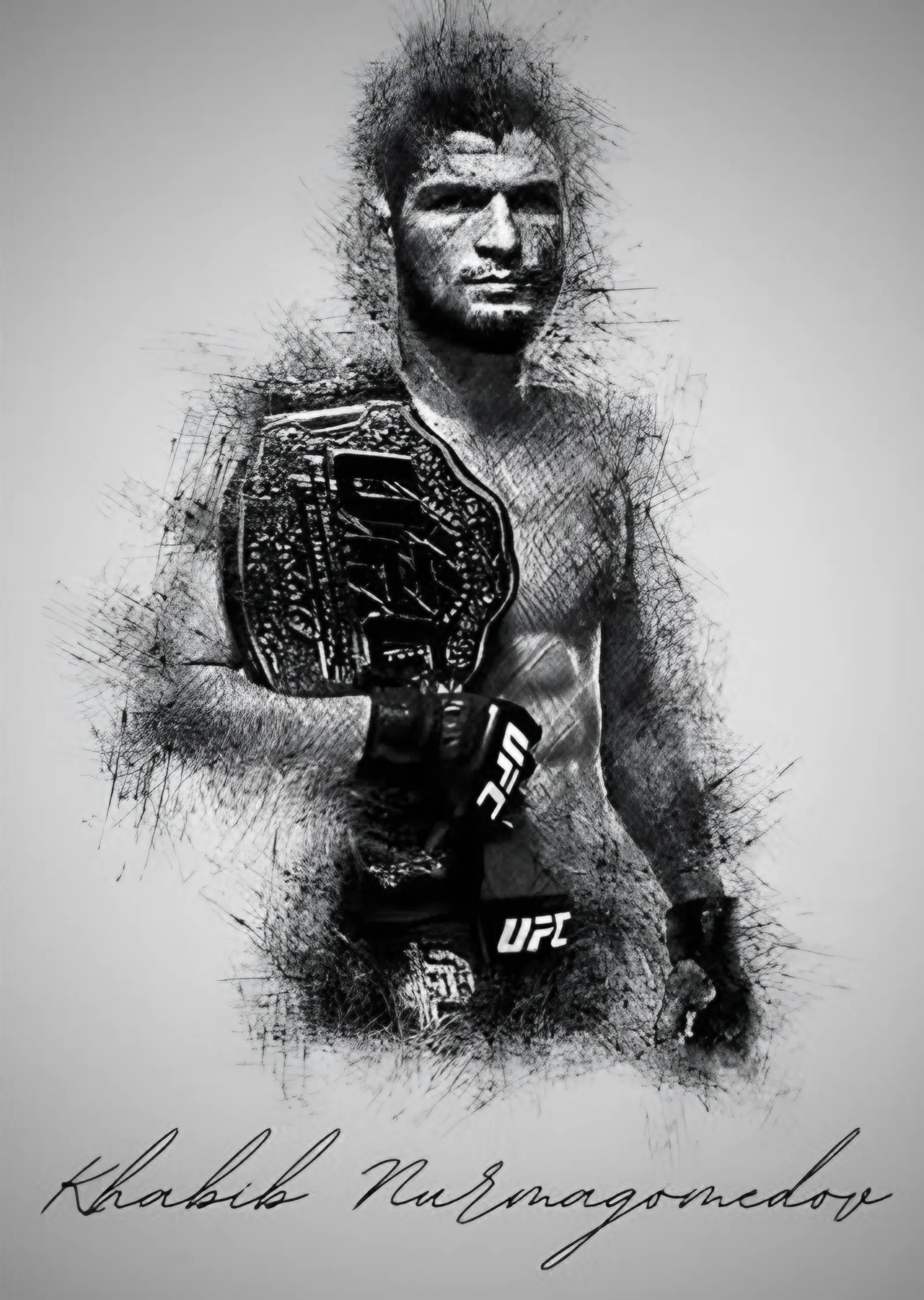 Khabib Nurmagomedov: Şampiyonluk Kemeri metal tablo