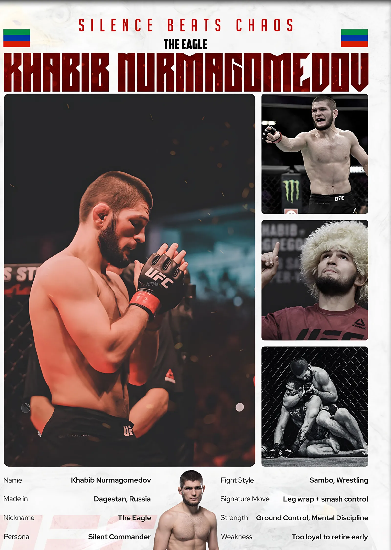 Khabib Nurmagomedov The Eagle metal tablo