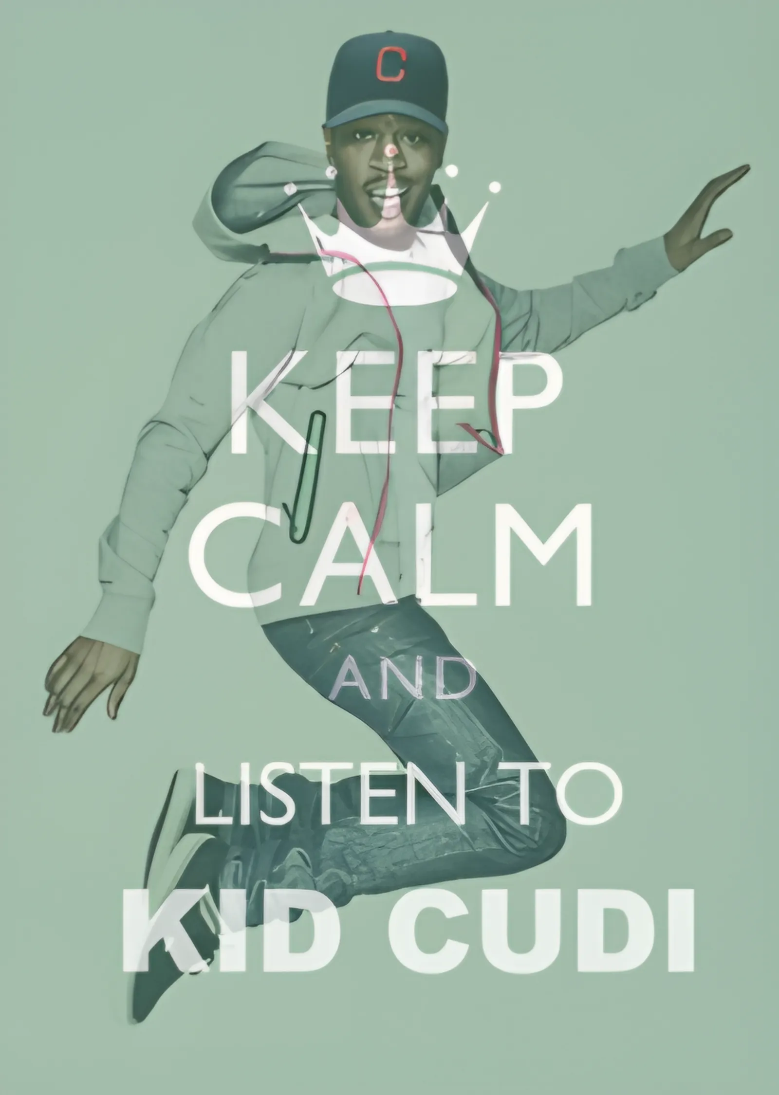 Kid Cudi - Yeşil Keep Calm metal tablo