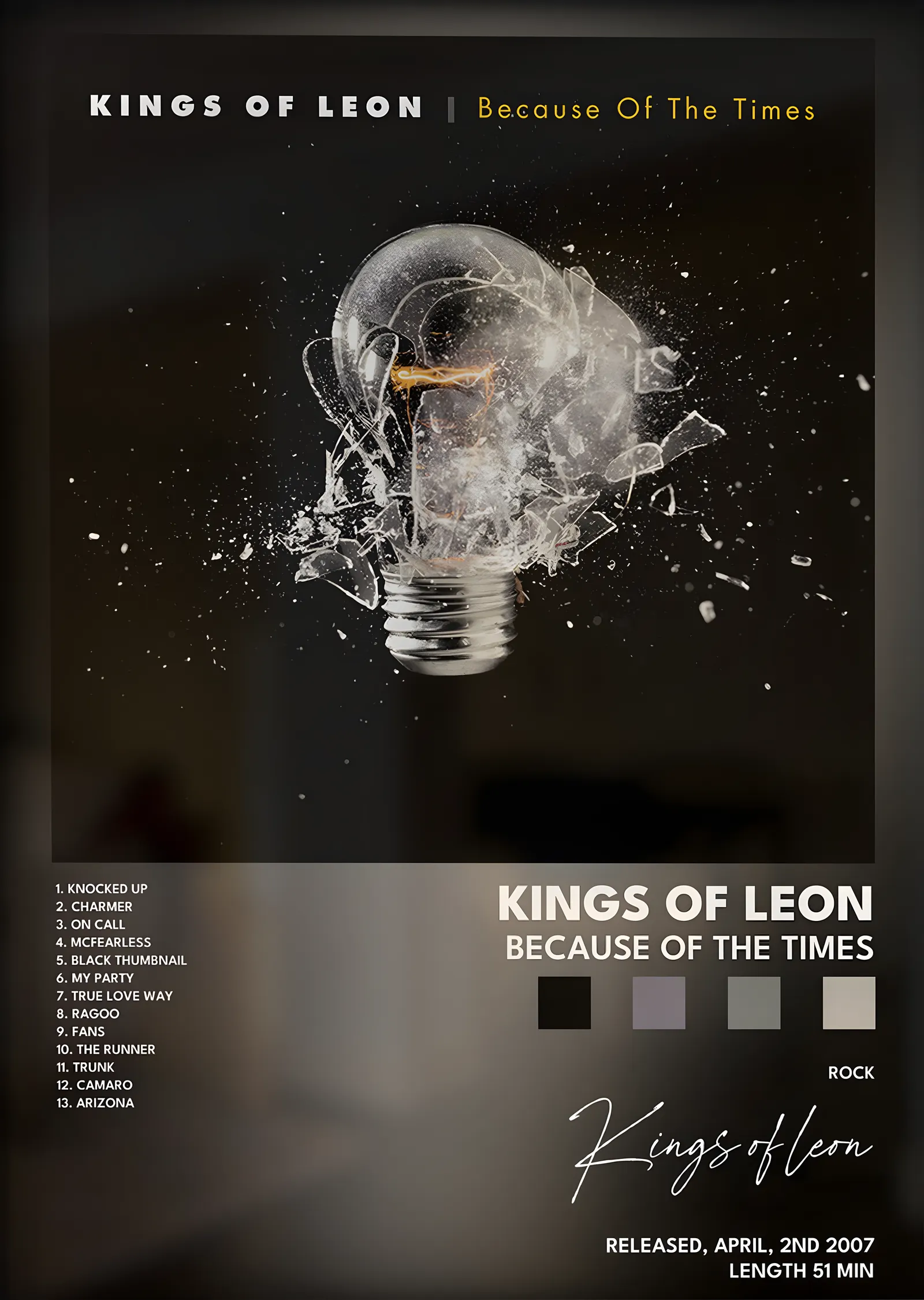 Kings of Leon: Because of the Times metal tablo