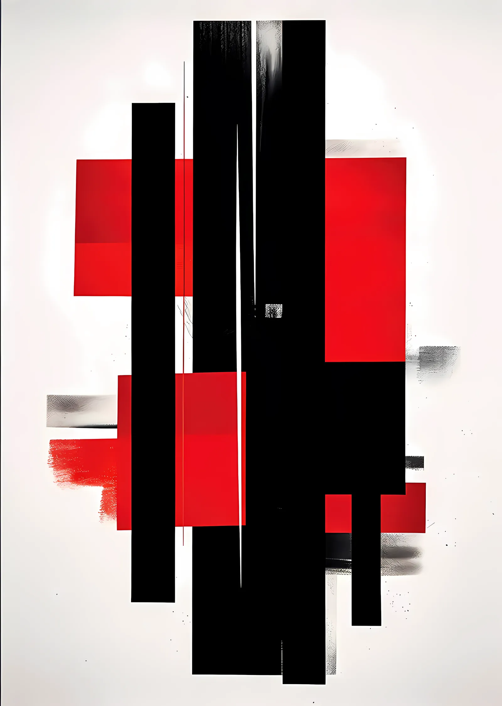Kırmızı Vurgulu Siyah Bloklar - Pierre Soulages metal tablo