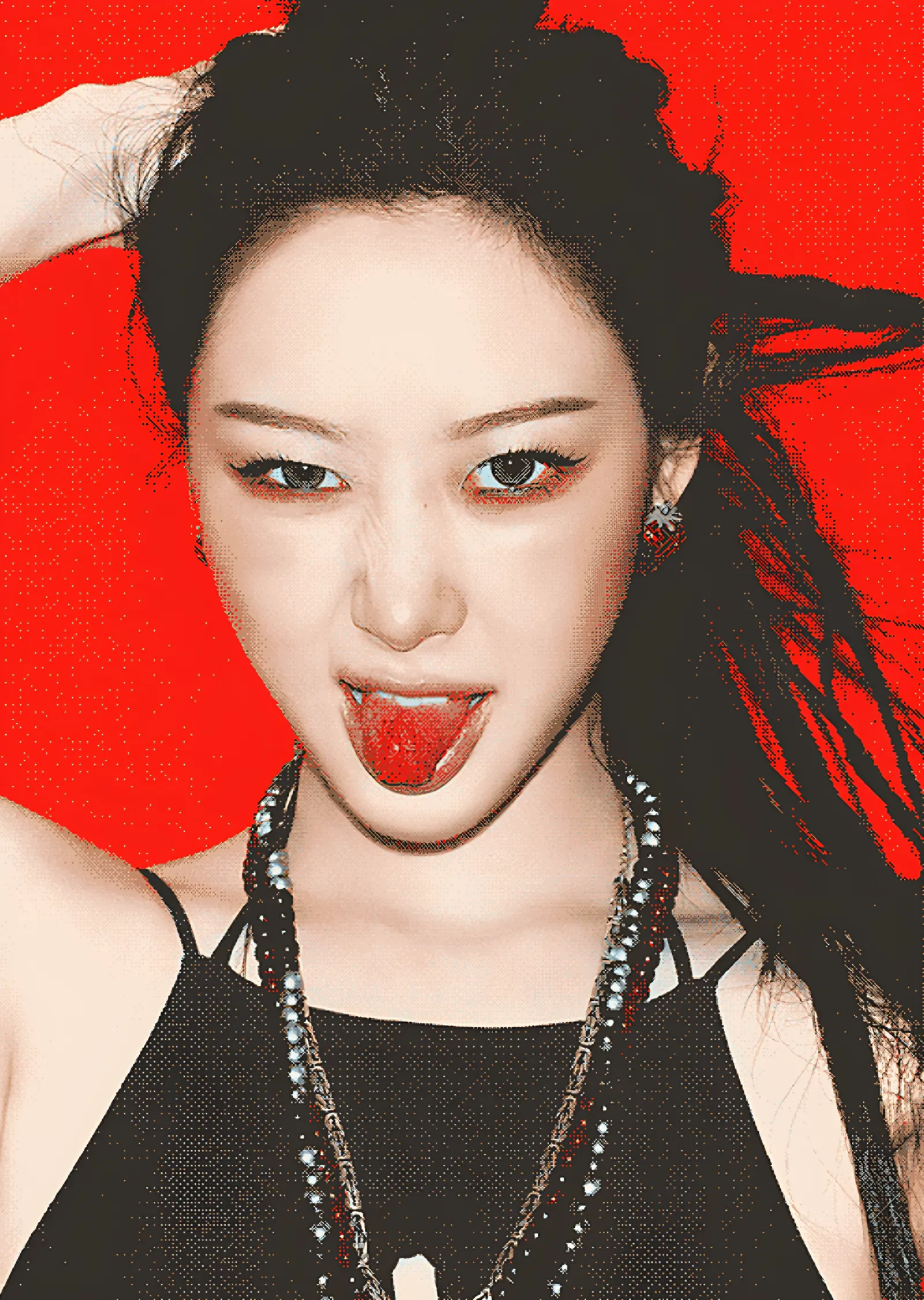 Kırmızı Zeminde K-Pop Portresi metal tablo