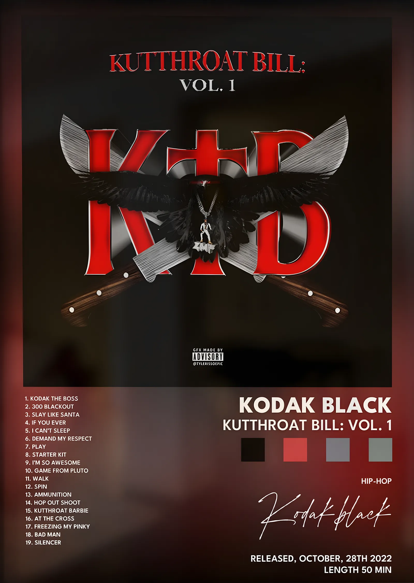 Kodak Black: Kutthroat Bill Vol. 1 metal tablo