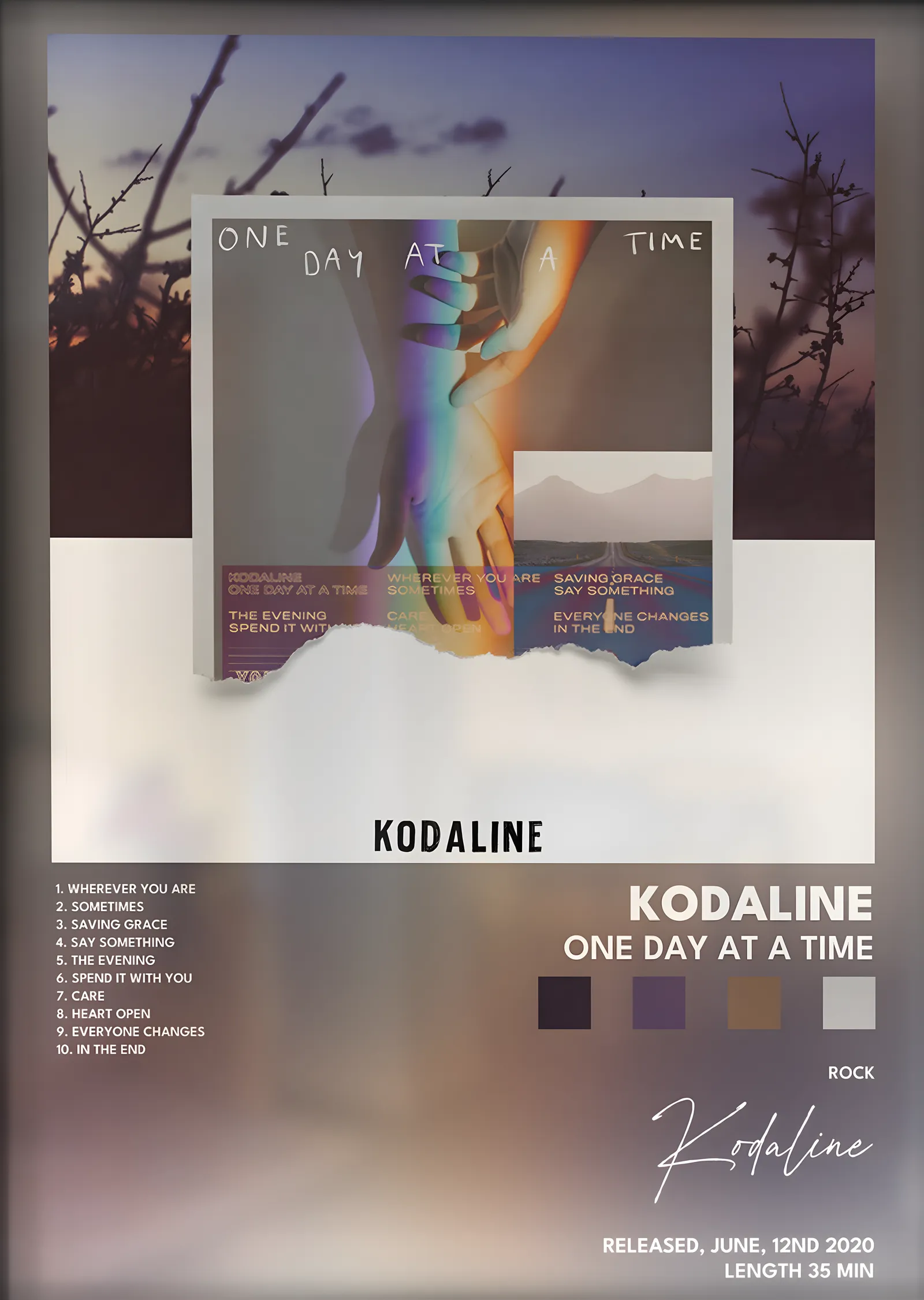 Kodaline: One Day at a Time metal tablo