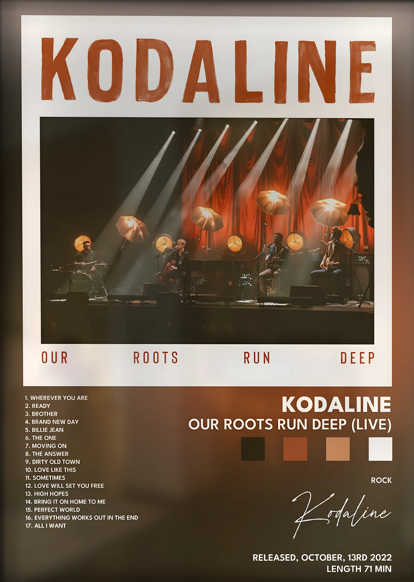 Kodaline: Our Roots Run Deep metal tablo