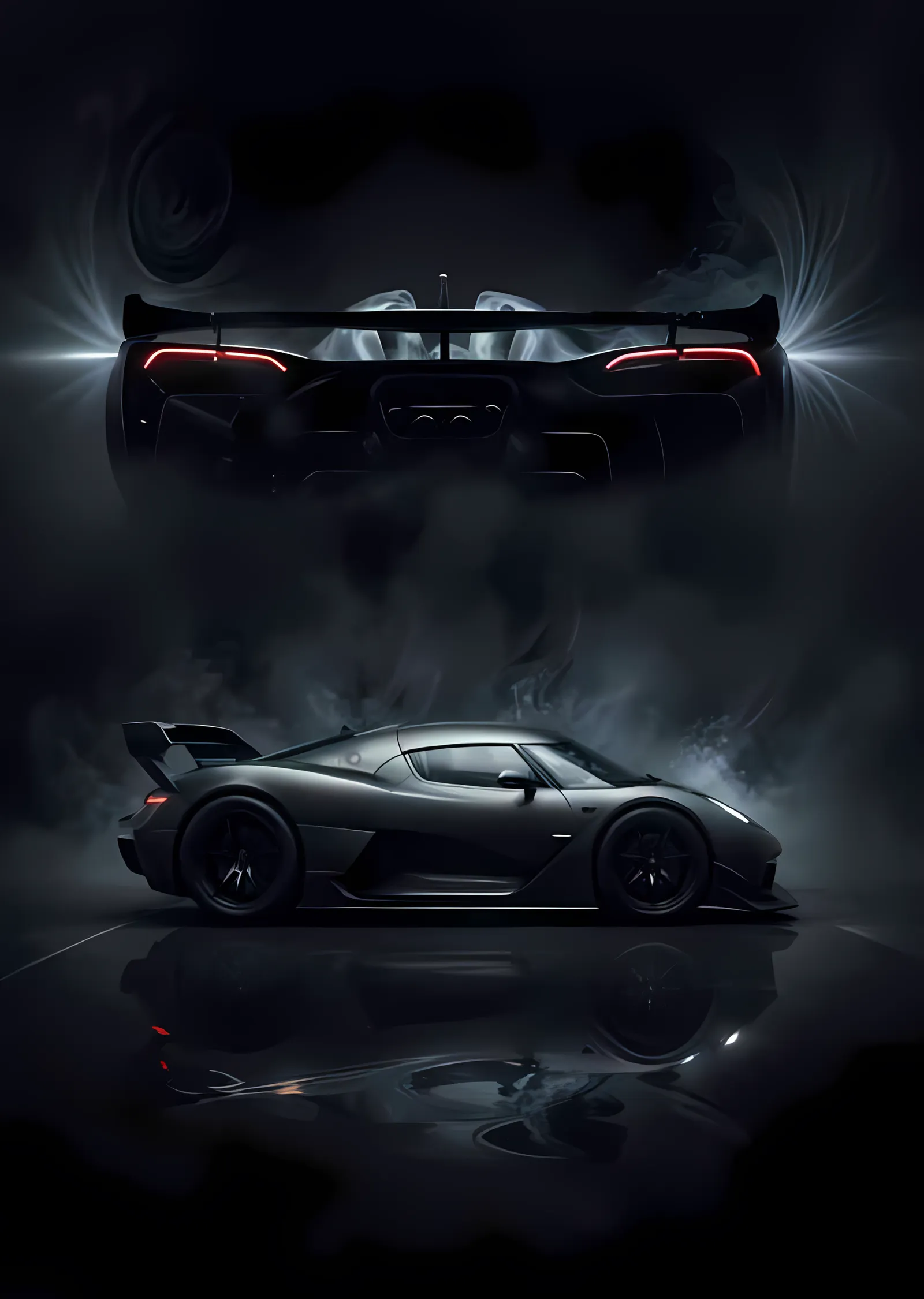 Koenigsegg Jesko - Karanlıkta Çift Kadraj metal tablo