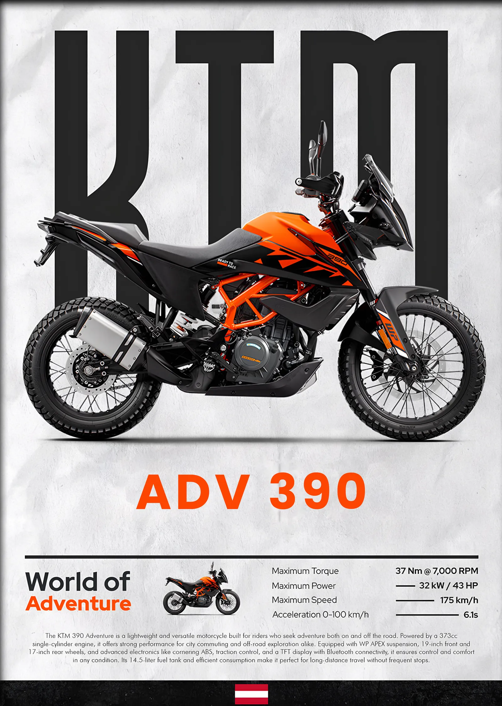 KTM 390 Adventure metal tablo