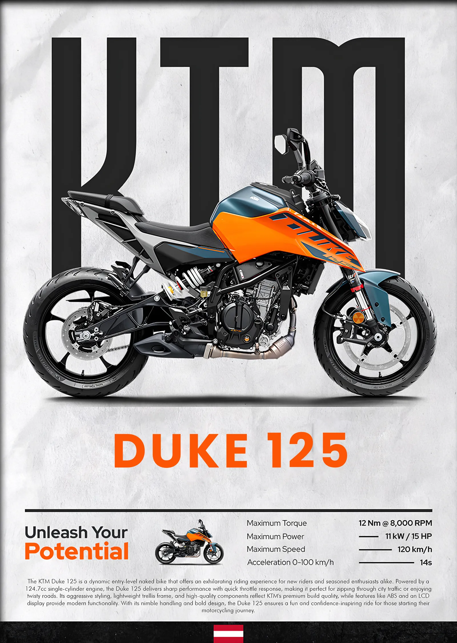 KTM Duke 125 metal tablo