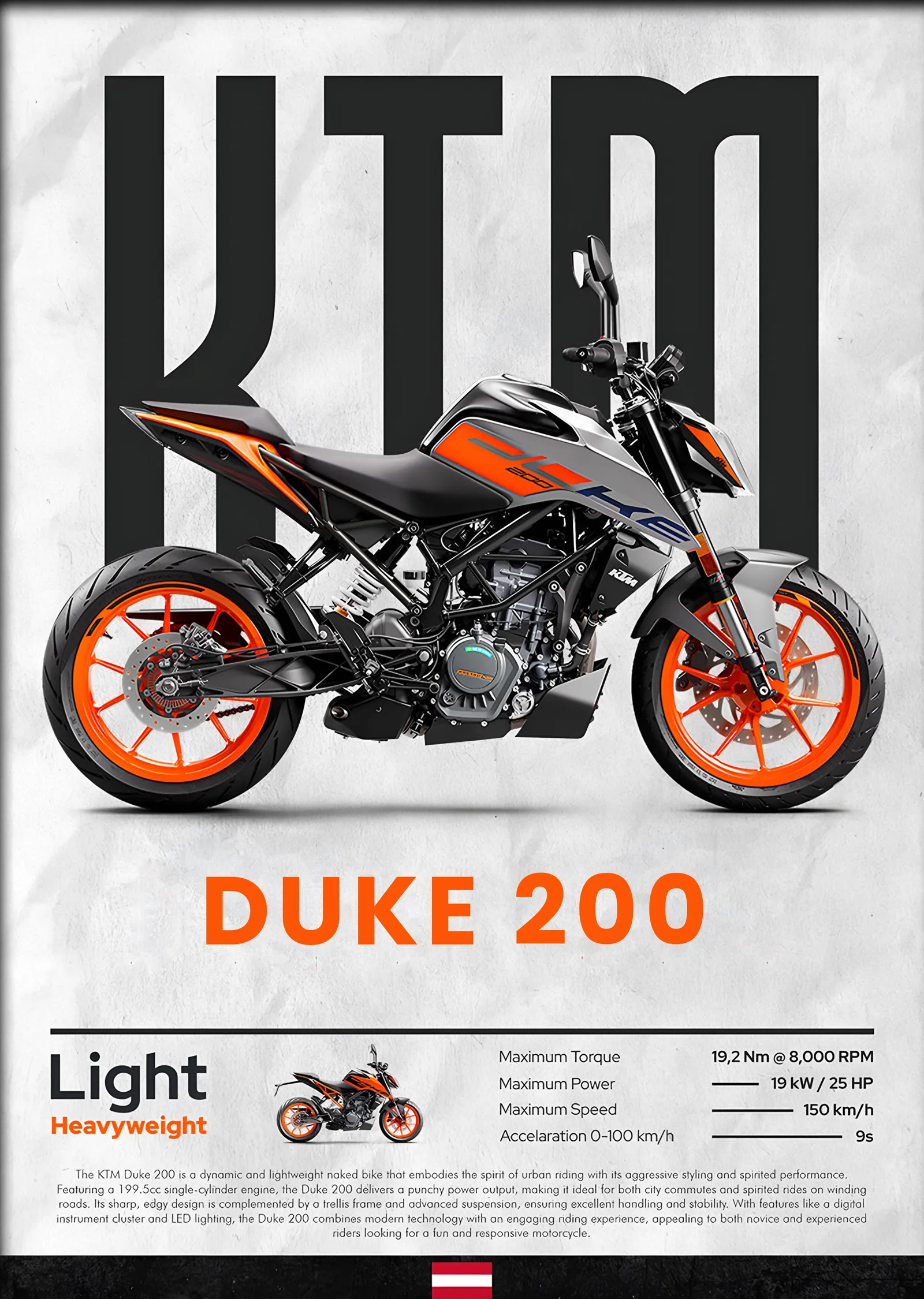 KTM Duke 200 metal tablo