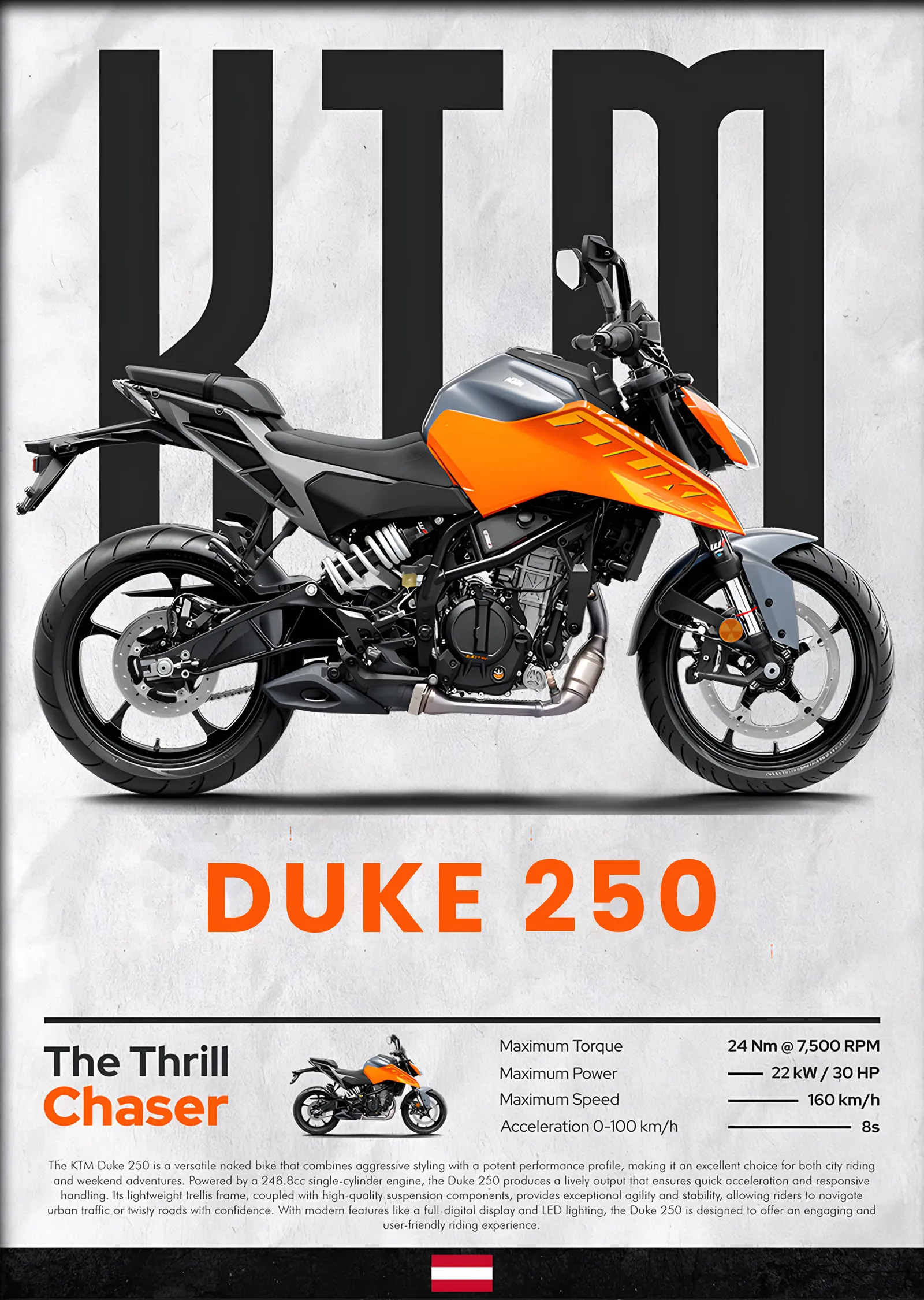 KTM Duke 250 metal tablo