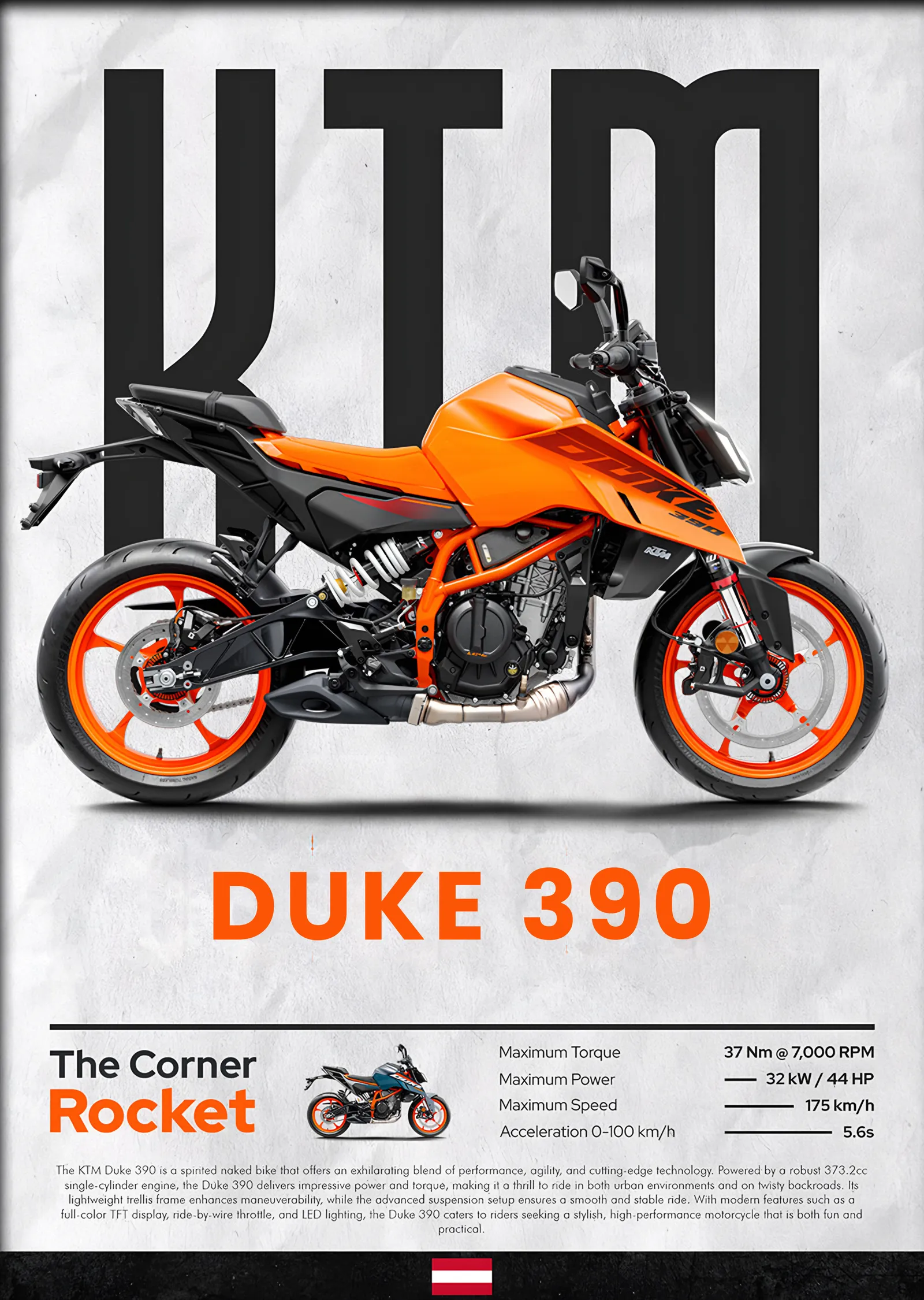 KTM Duke 390 metal tablo