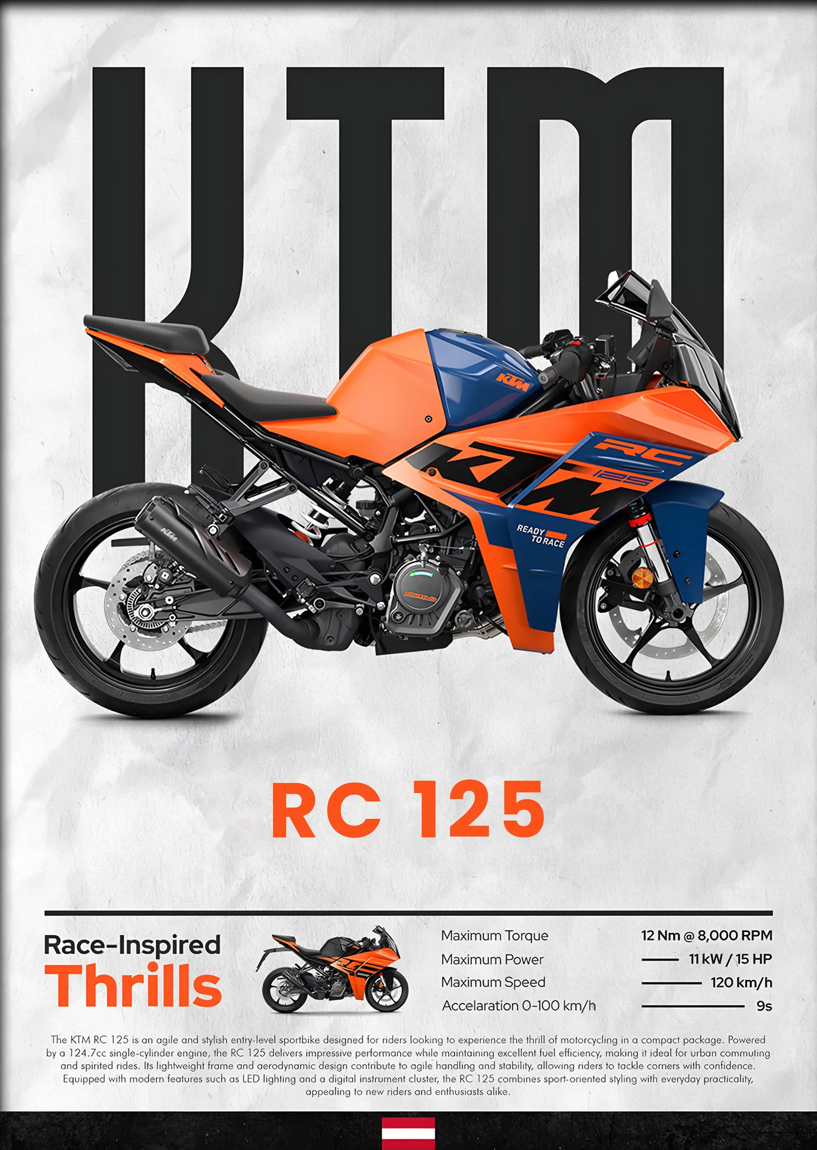 KTM RC 125 metal tablo