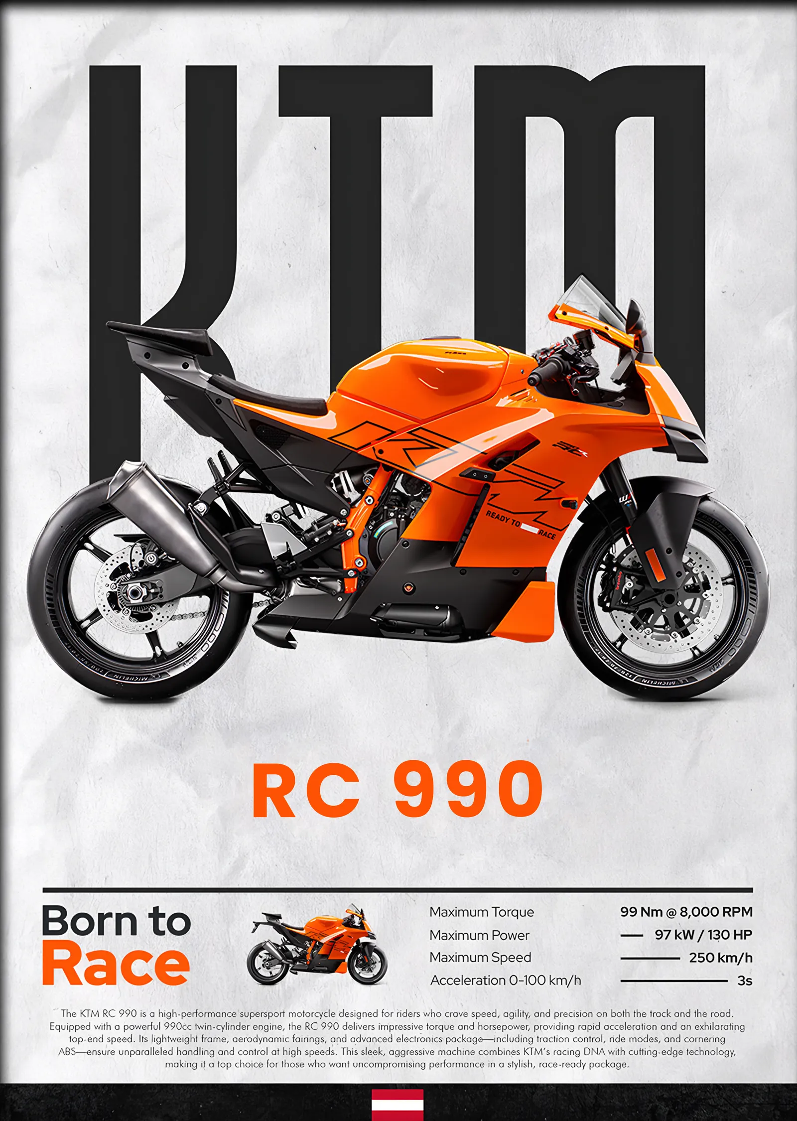 KTM RC 990 metal tablo