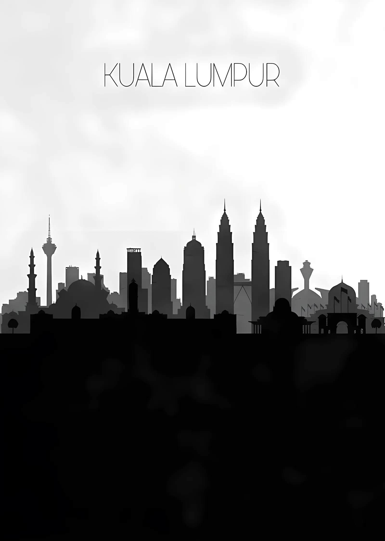 Kuala Lumpur Silueti metal tablo