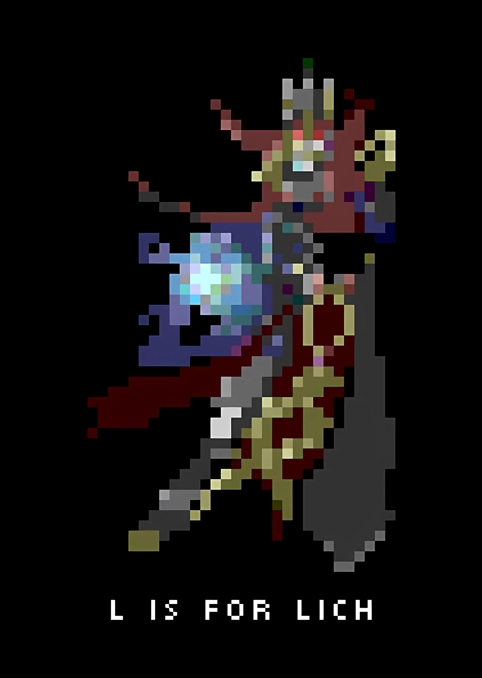 L is for Lich - Piksel Lich metal tablo