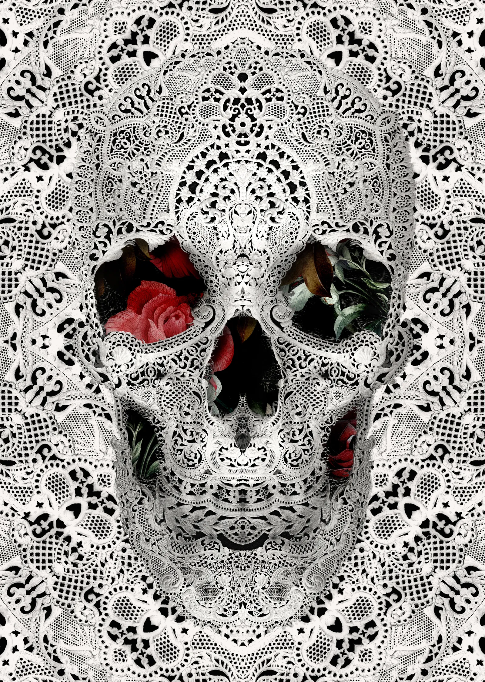 Lace Skull Light metal tablo