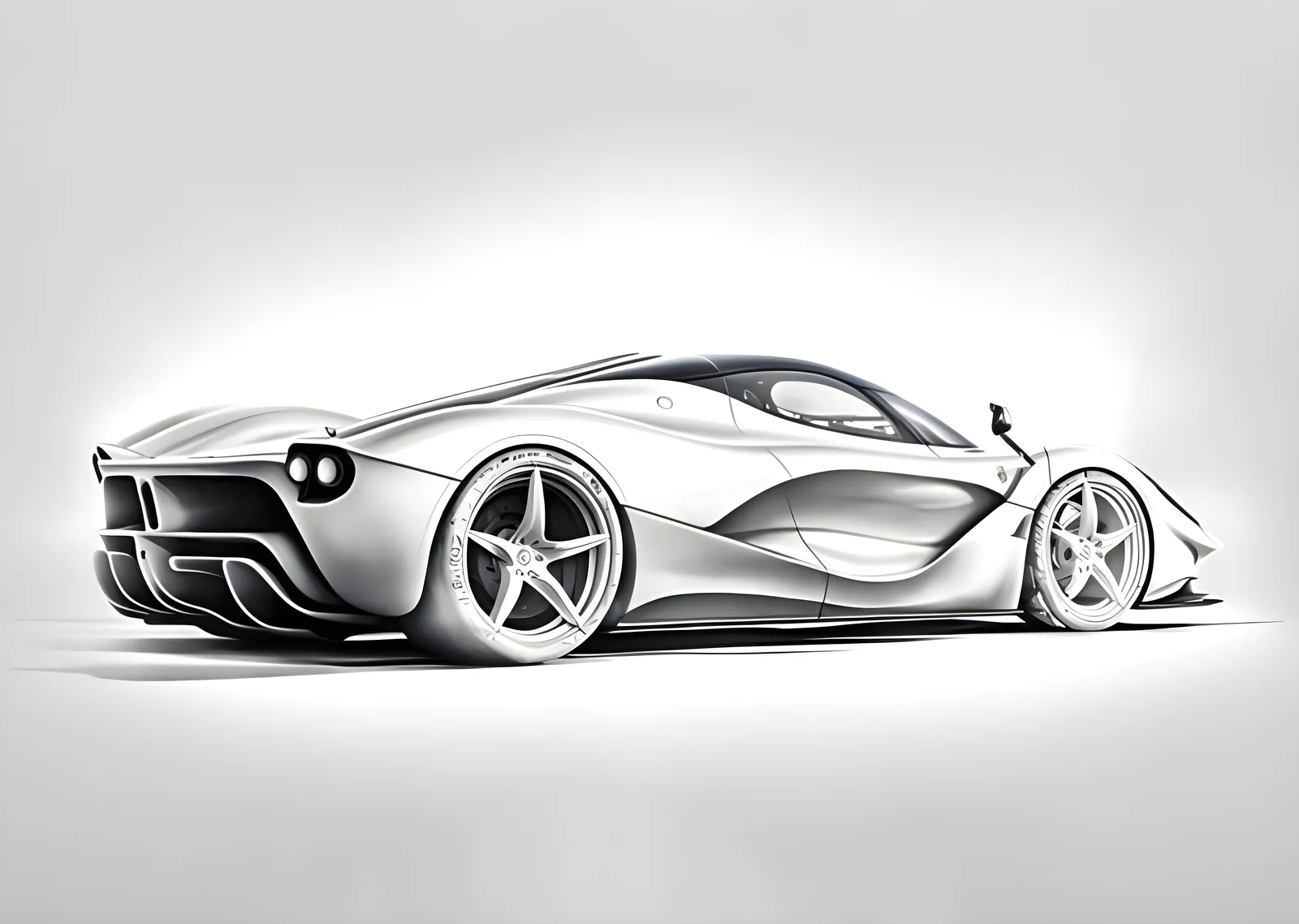 LaFerrari - Gümüş Eskiz metal tablo