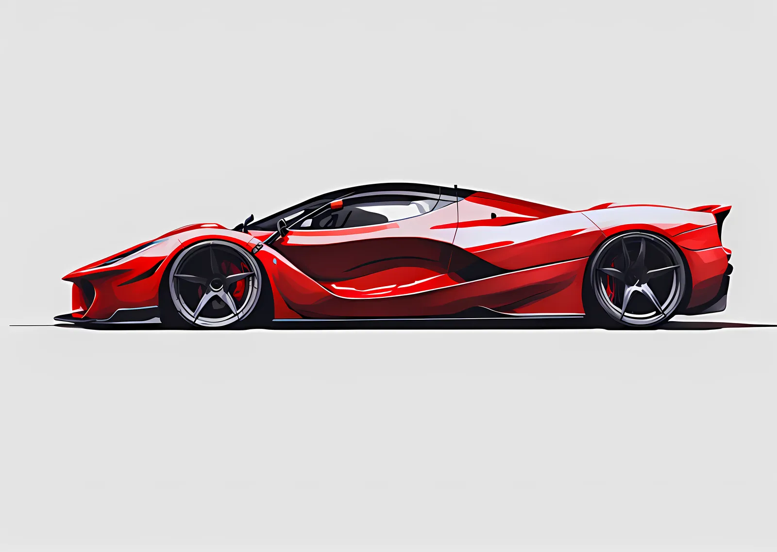 LaFerrari - Kırmızı Eskiz metal tablo