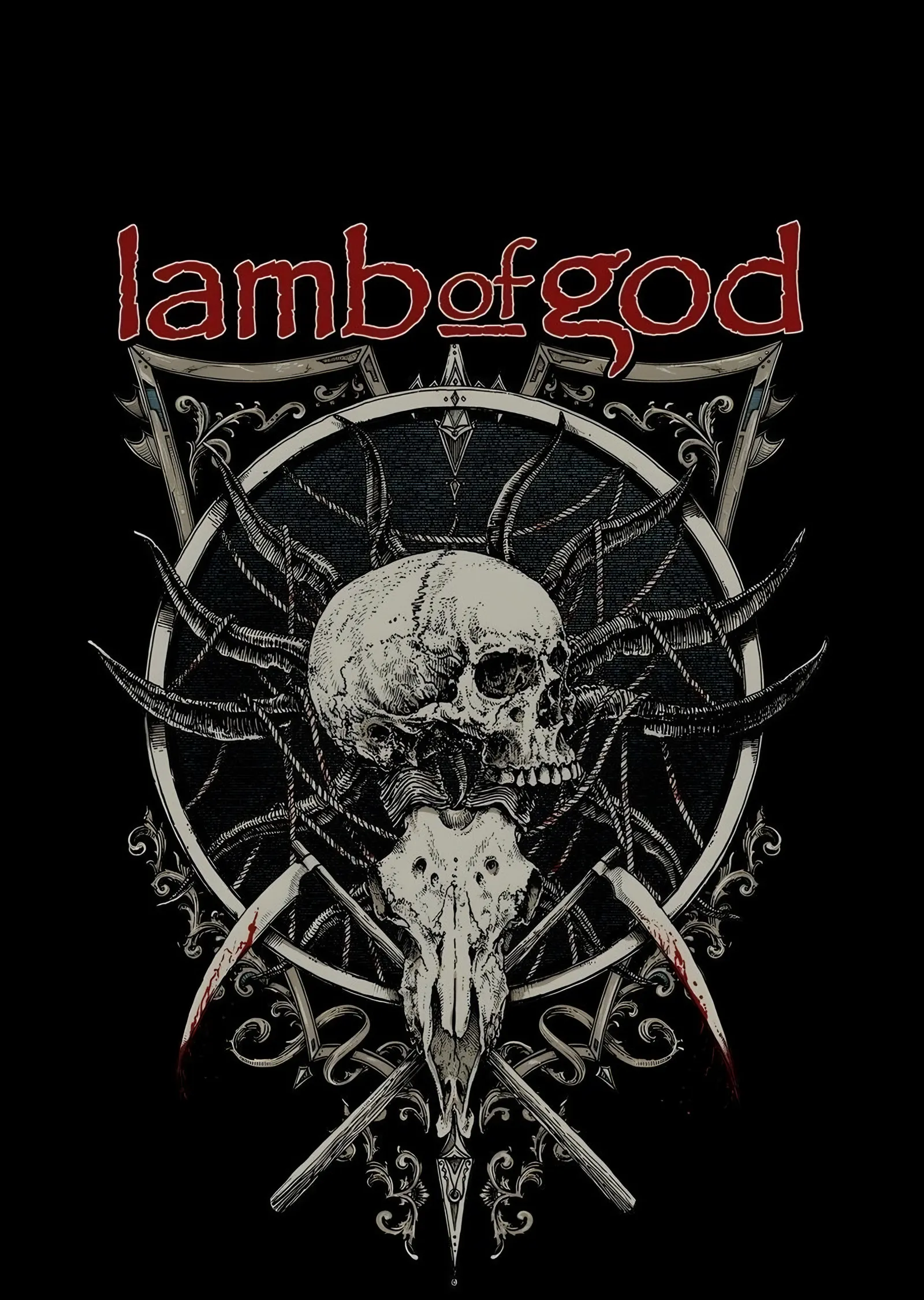 Lamb of God: Dikenli Çemberde Koç Kafatası metal tablo