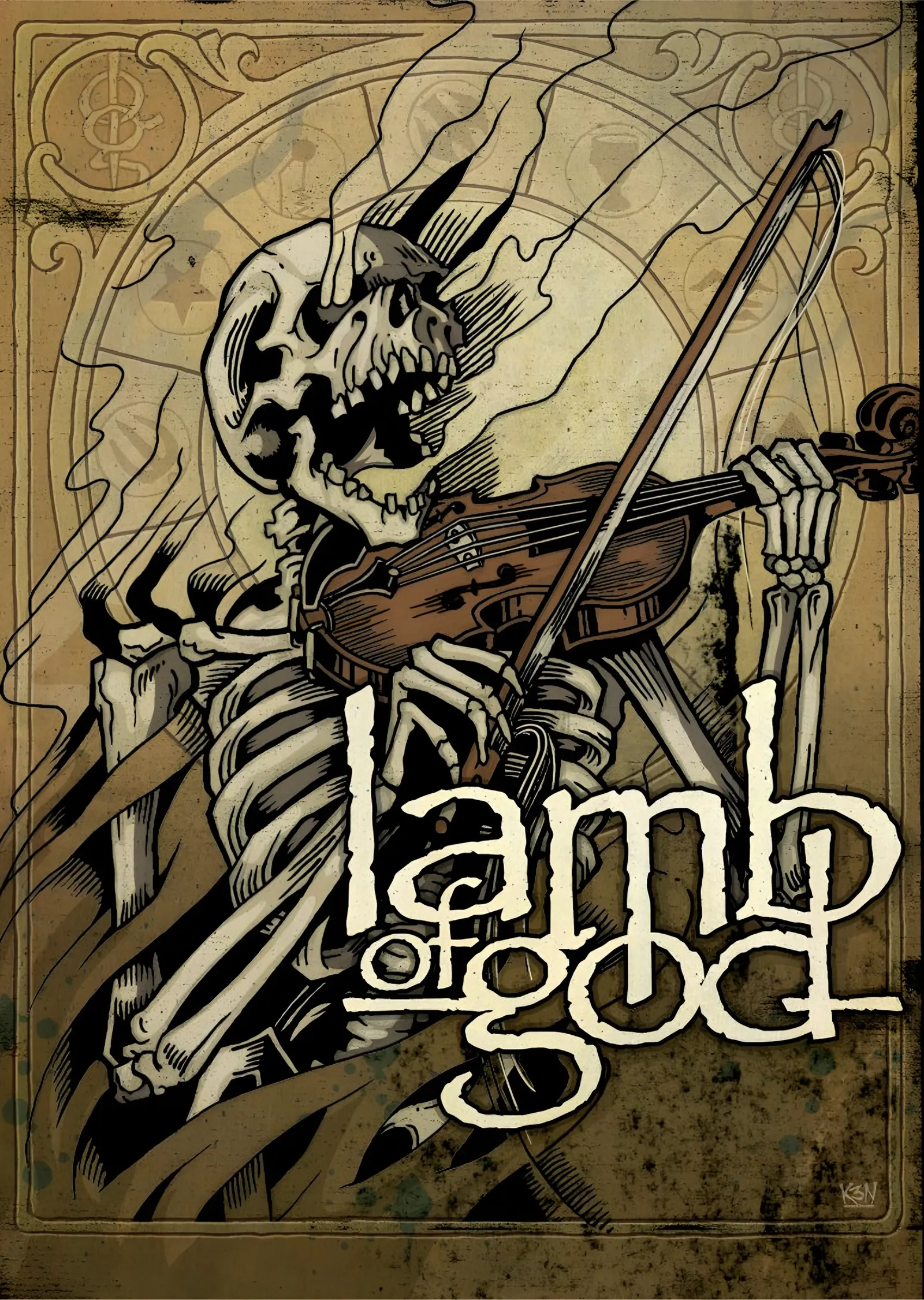 Lamb of God: Keman Çalan İskelet metal tablo
