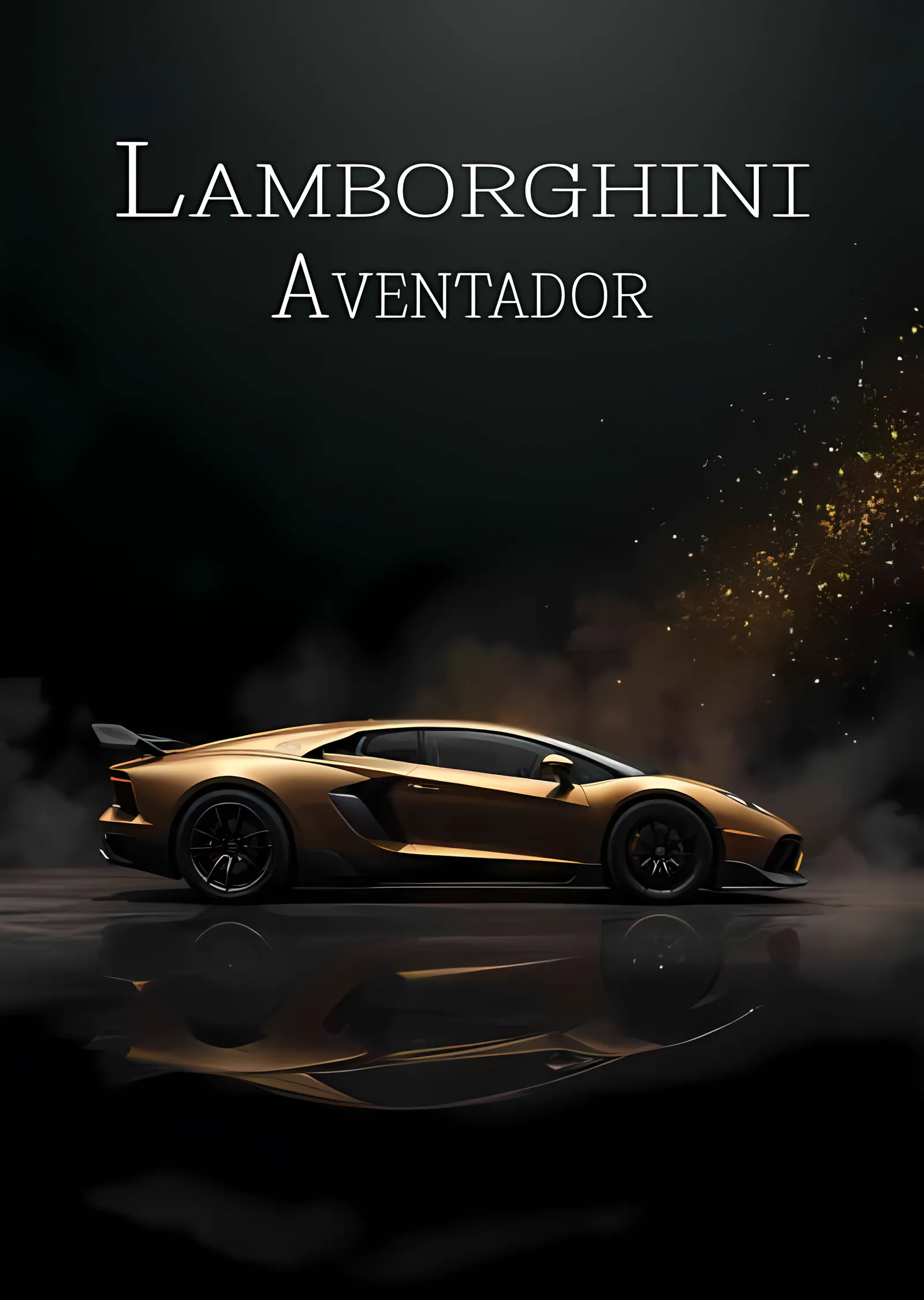 Lamborghini Aventador - Altın Tozu Işıltısı metal tablo