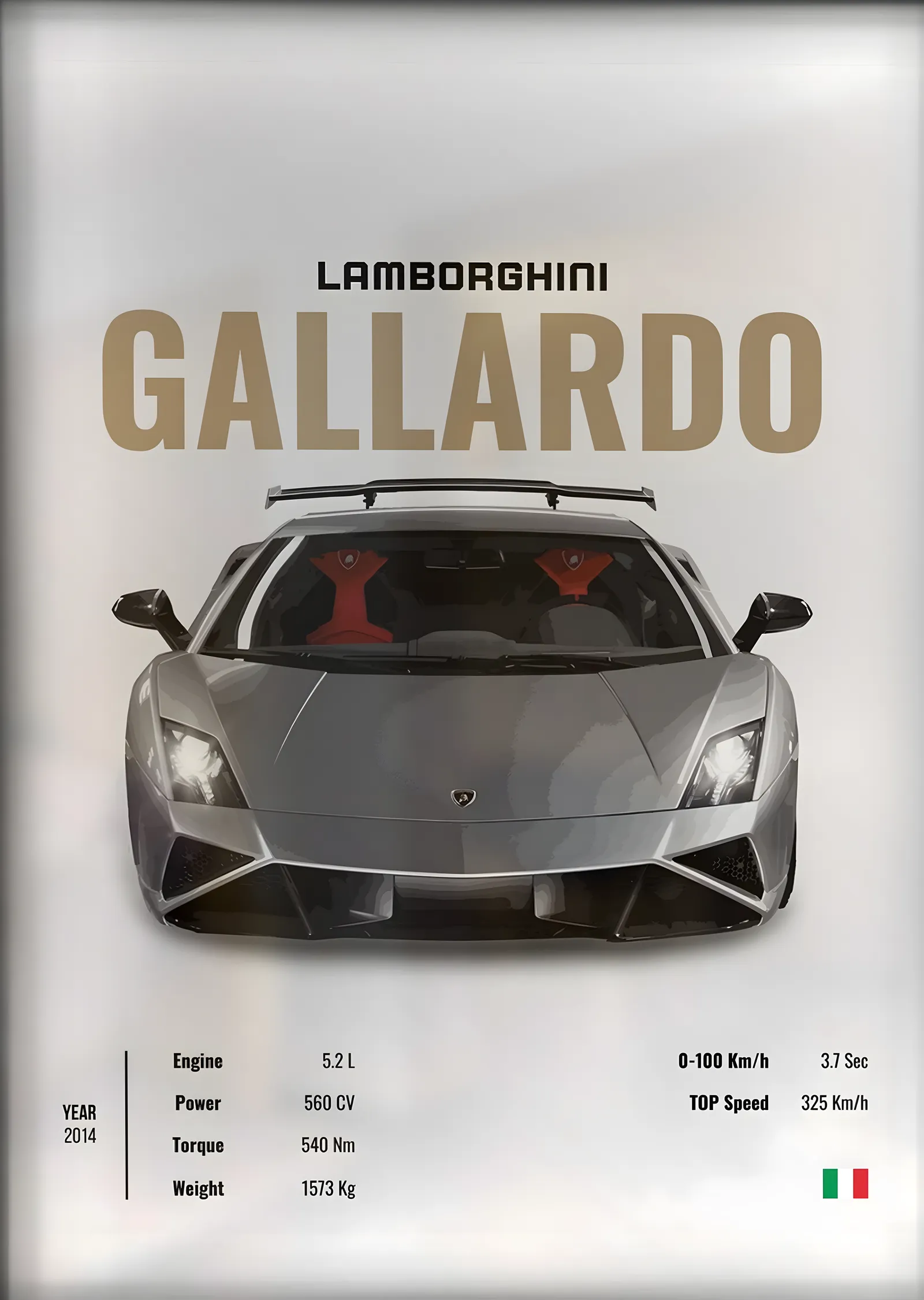 Lamborghini Gallardo (Teknik Föy) metal tablo